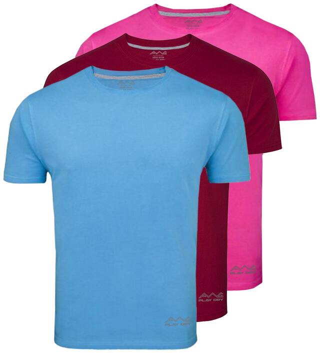 AWG Men's Dryfit Polyester Round Neck Half Sleeve T-shirts - Pack of 3