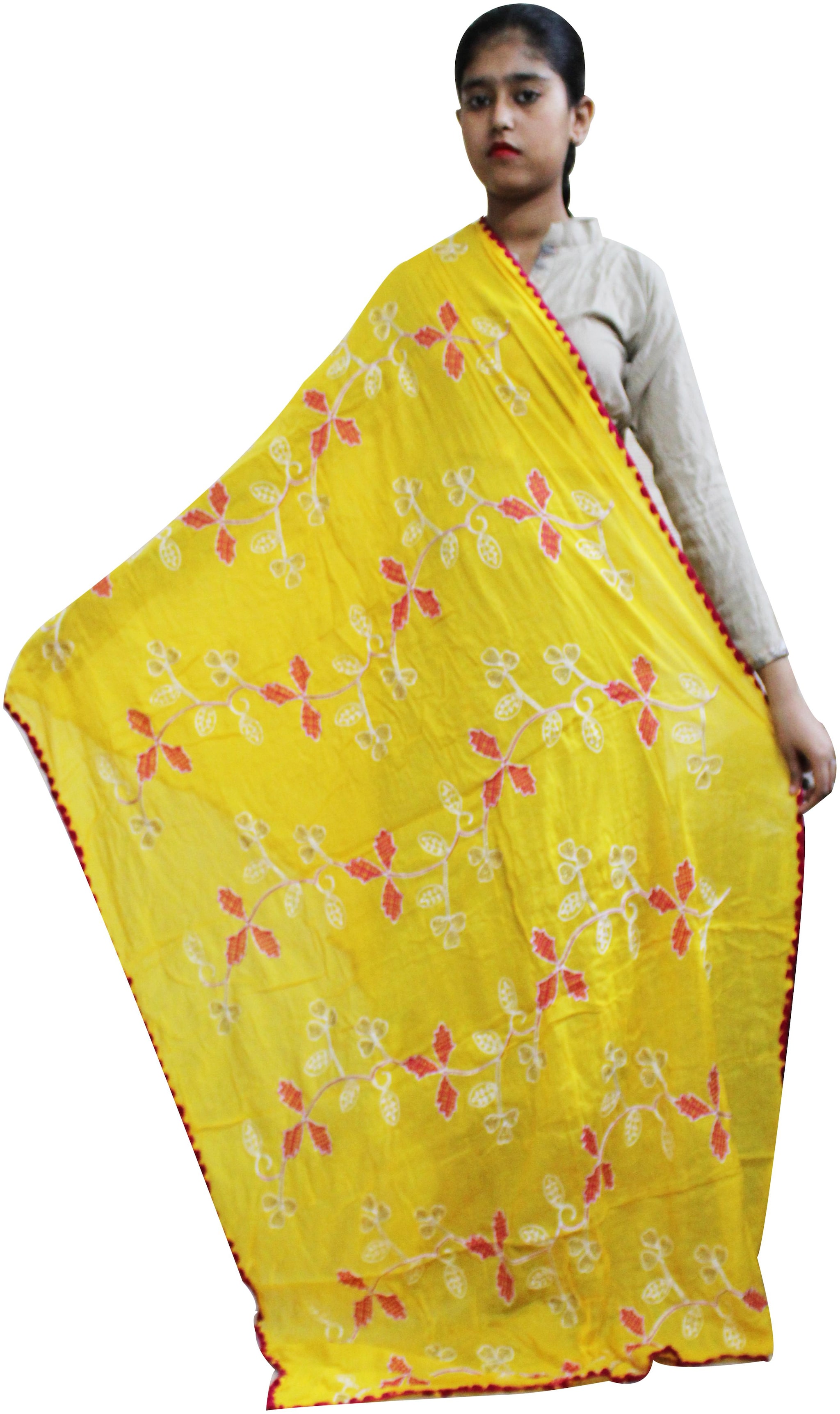 

AZAD DYEING Women Dupatta Cotton Mix Match Yellow