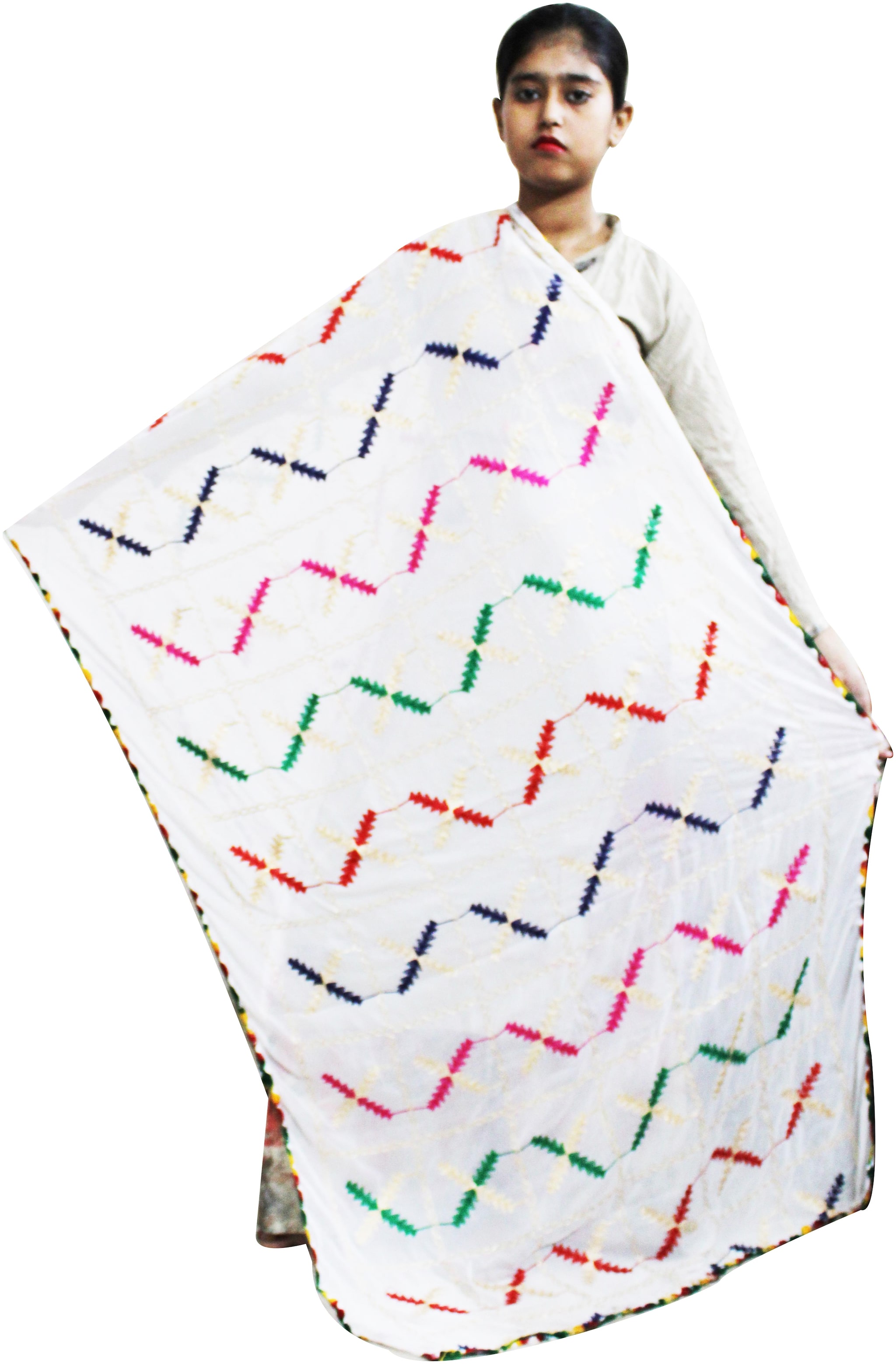 

AZAD DYEING Women Dupatta Chiffon Mix Match White
