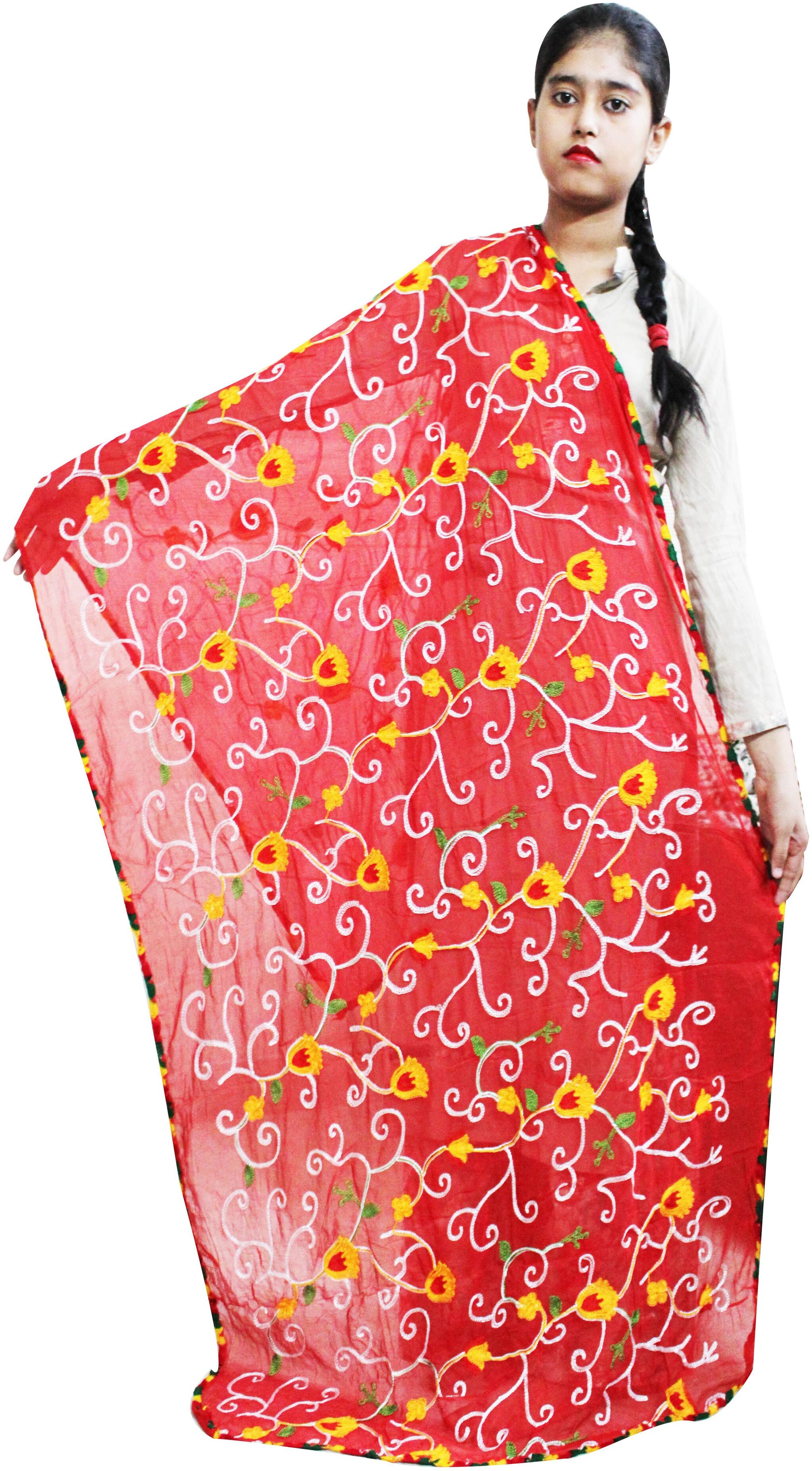 

AZAD DYEING Women Cotton Dupatta for Women Red color