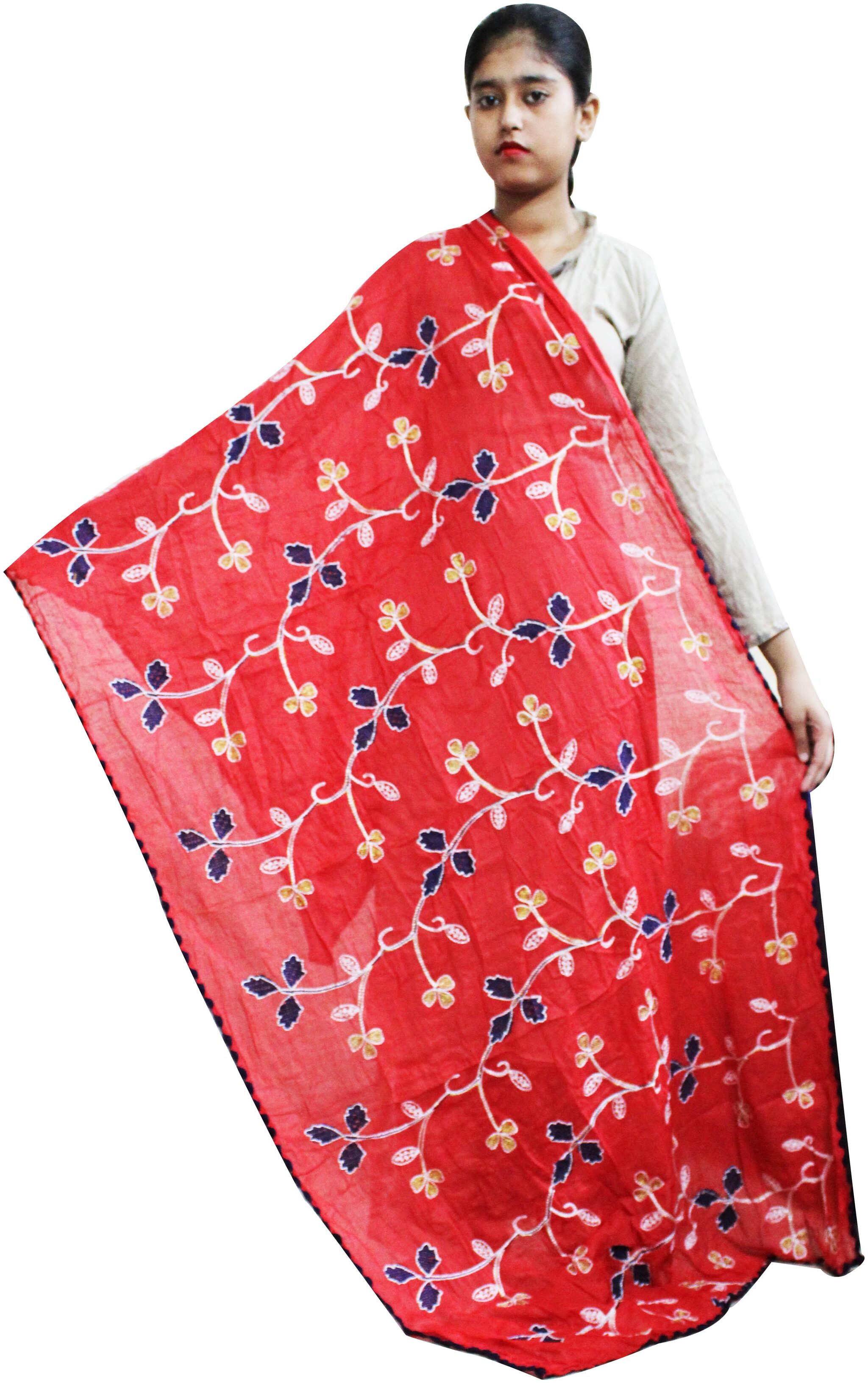 

AZAD DYEING Women Cotton Dupatta for Women Red color