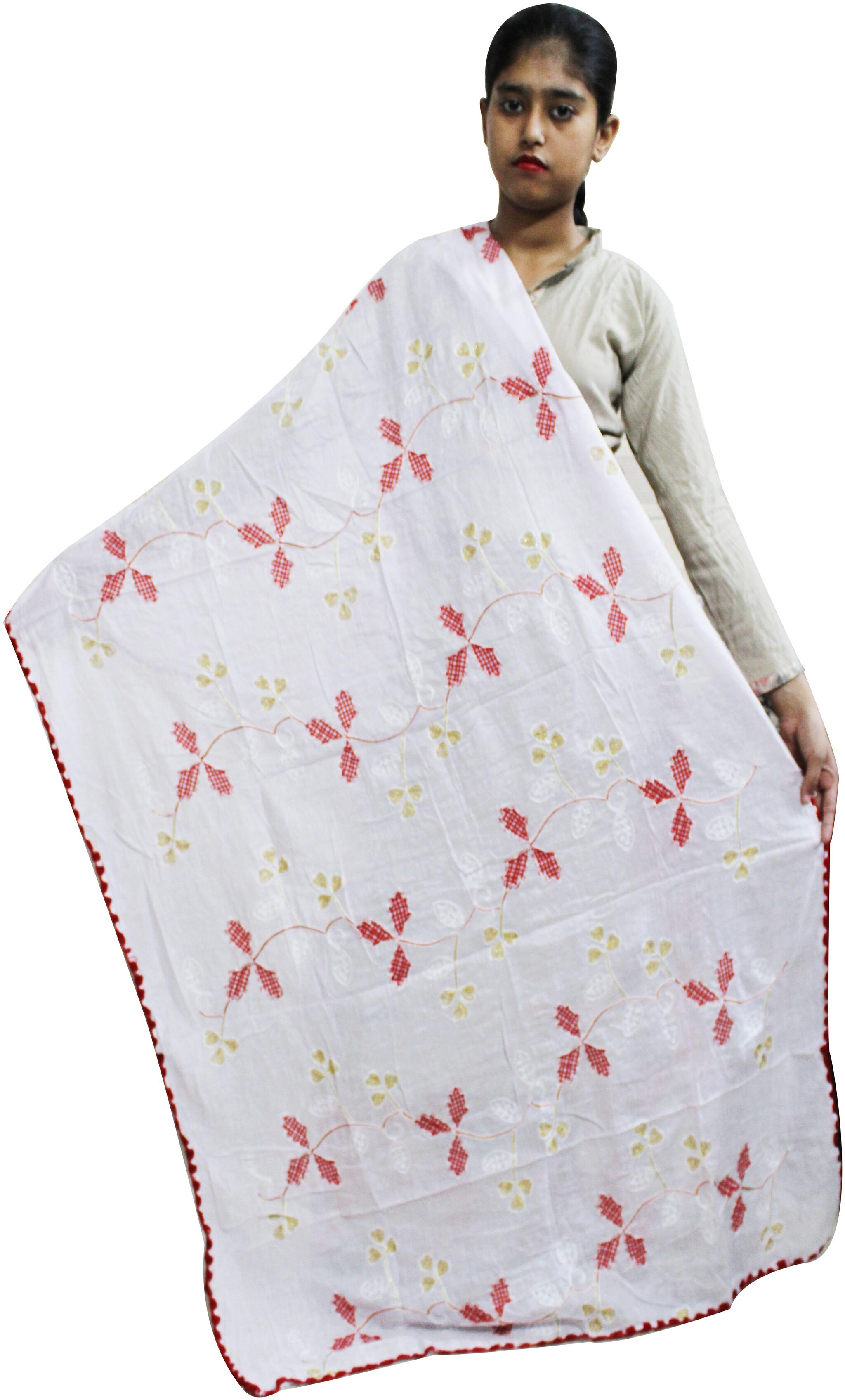 

AZAD DYEING Women Dupatta Cotton Mix Match White