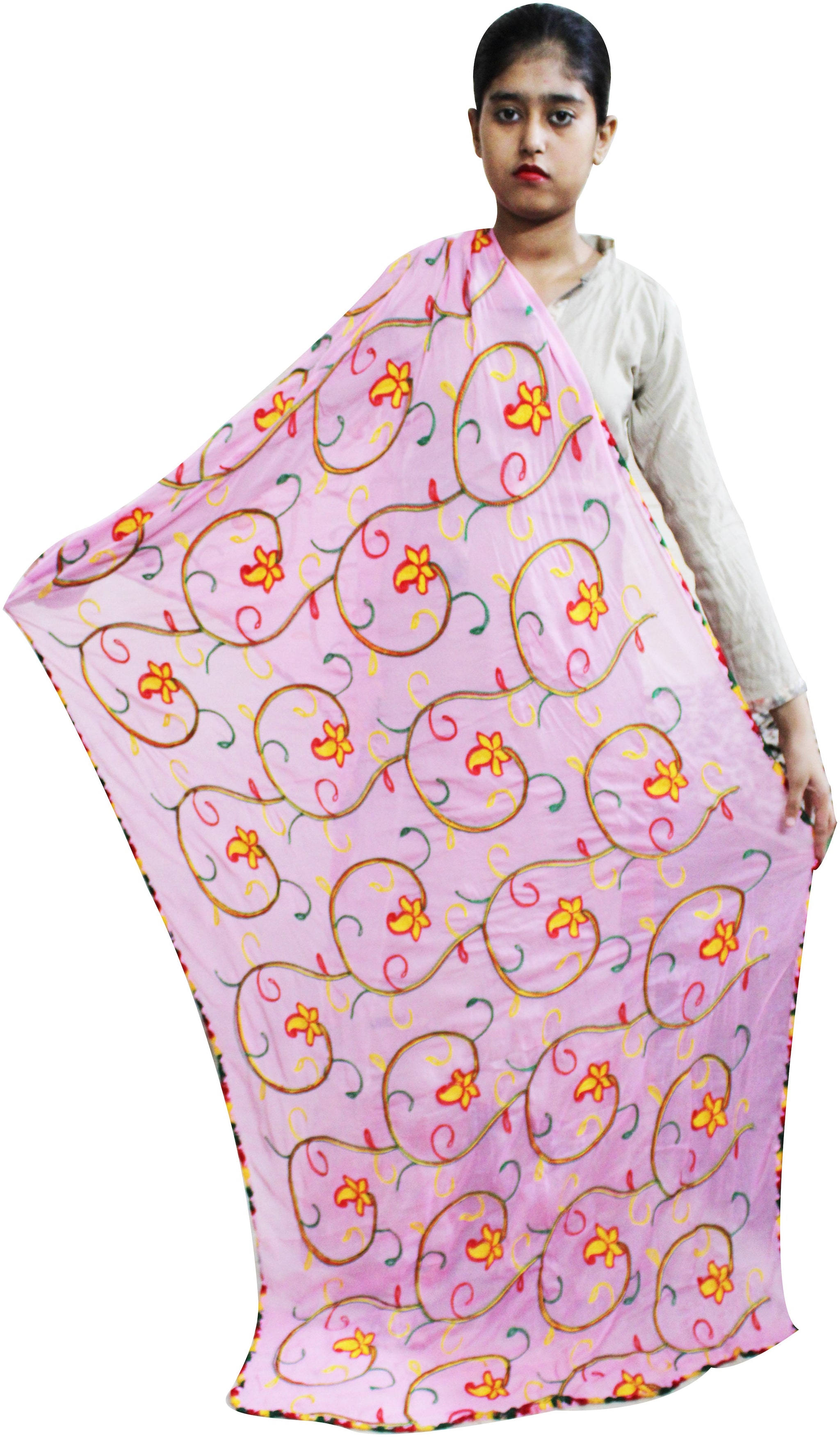 

AZAD DYEING Women Dupatta Chiffon Mix Match Pink
