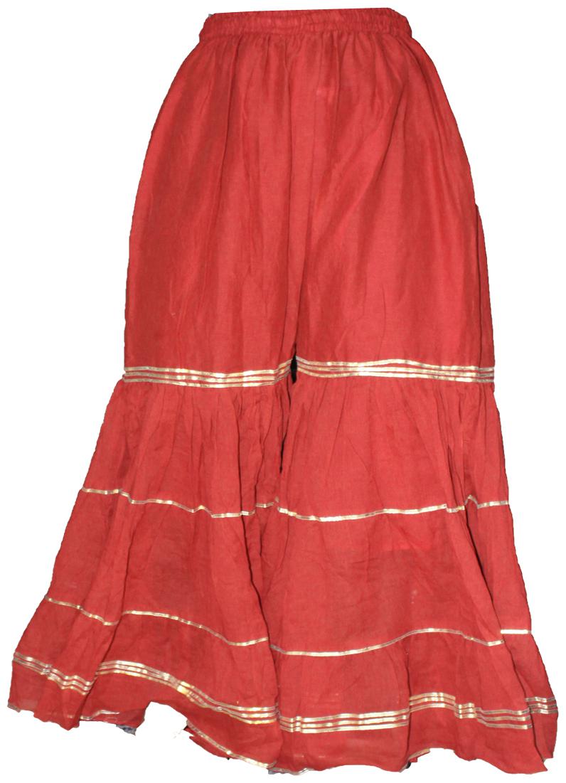 

AZAD DYEING Cotton Palazzos Red