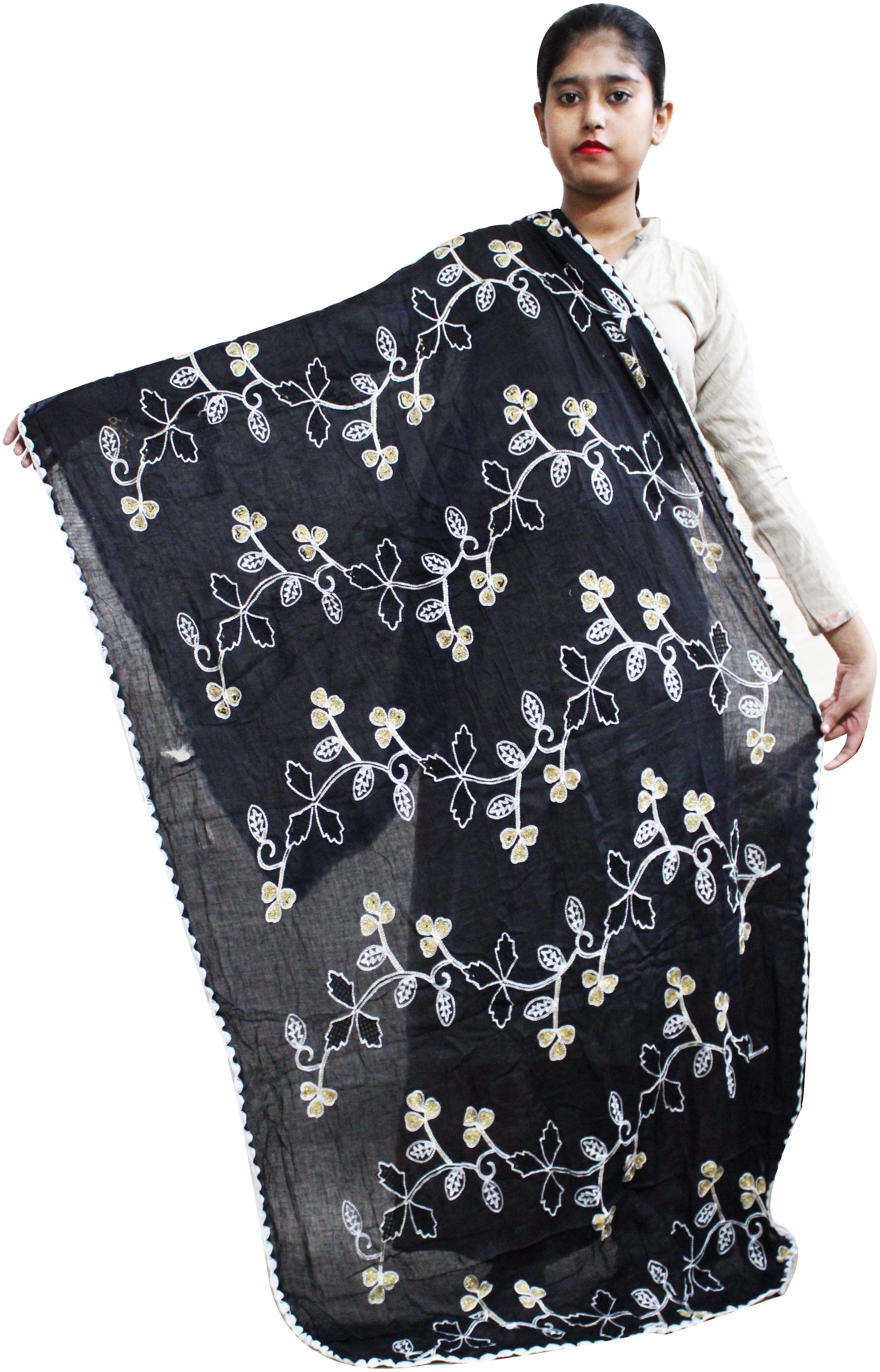 

AZAD DYEING Women Cotton Dupatta for Women Black color