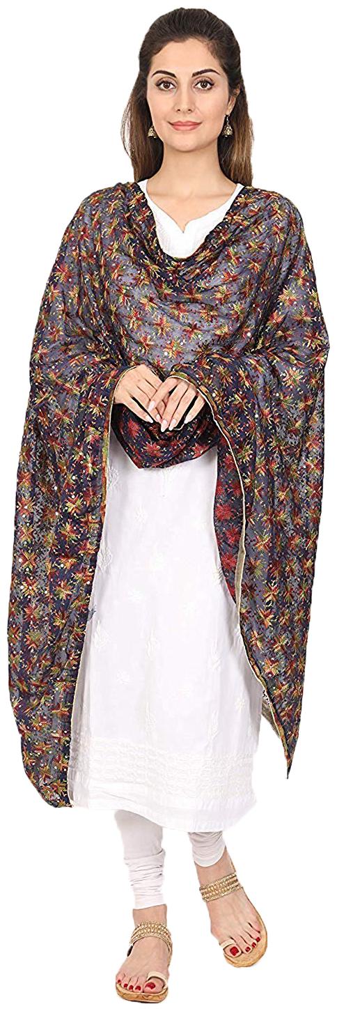 

AZAD DYEING Chiffon Floral Dupattas Stoles Jackets Blue