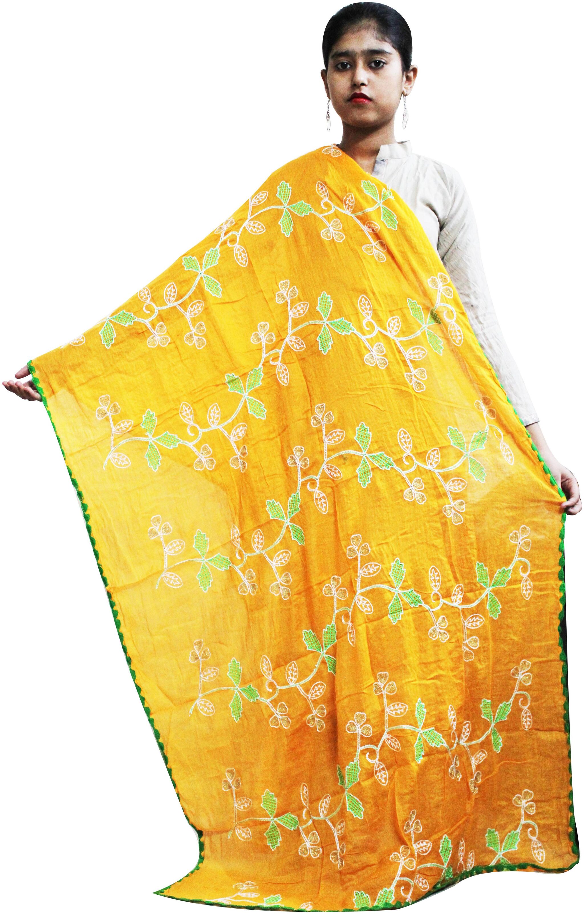 

AZAD DYEING Women Dupatta Cotton Mix Match Yellow