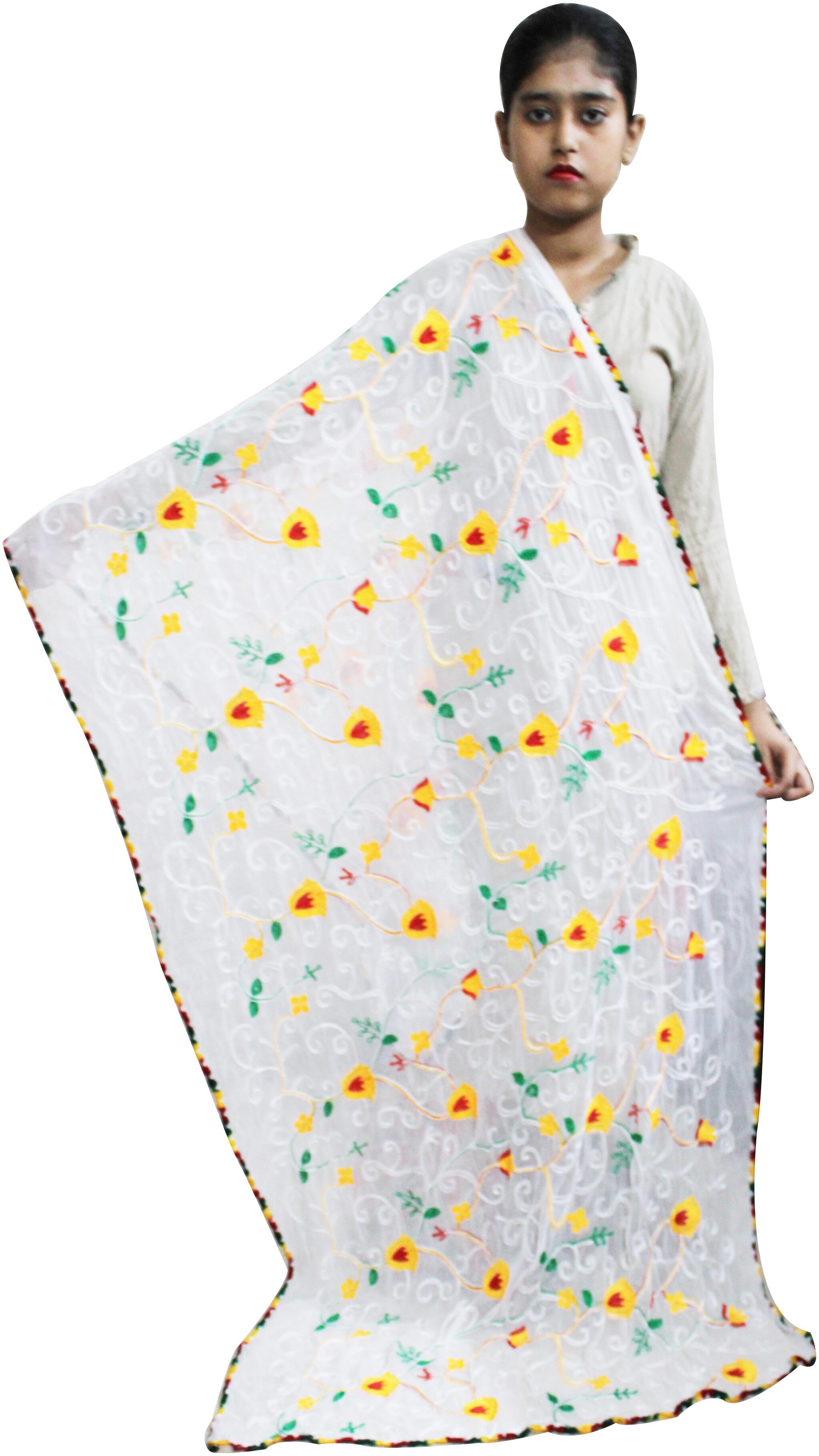 

AZAD DYEING Women Cotton Dupatta for Women White color