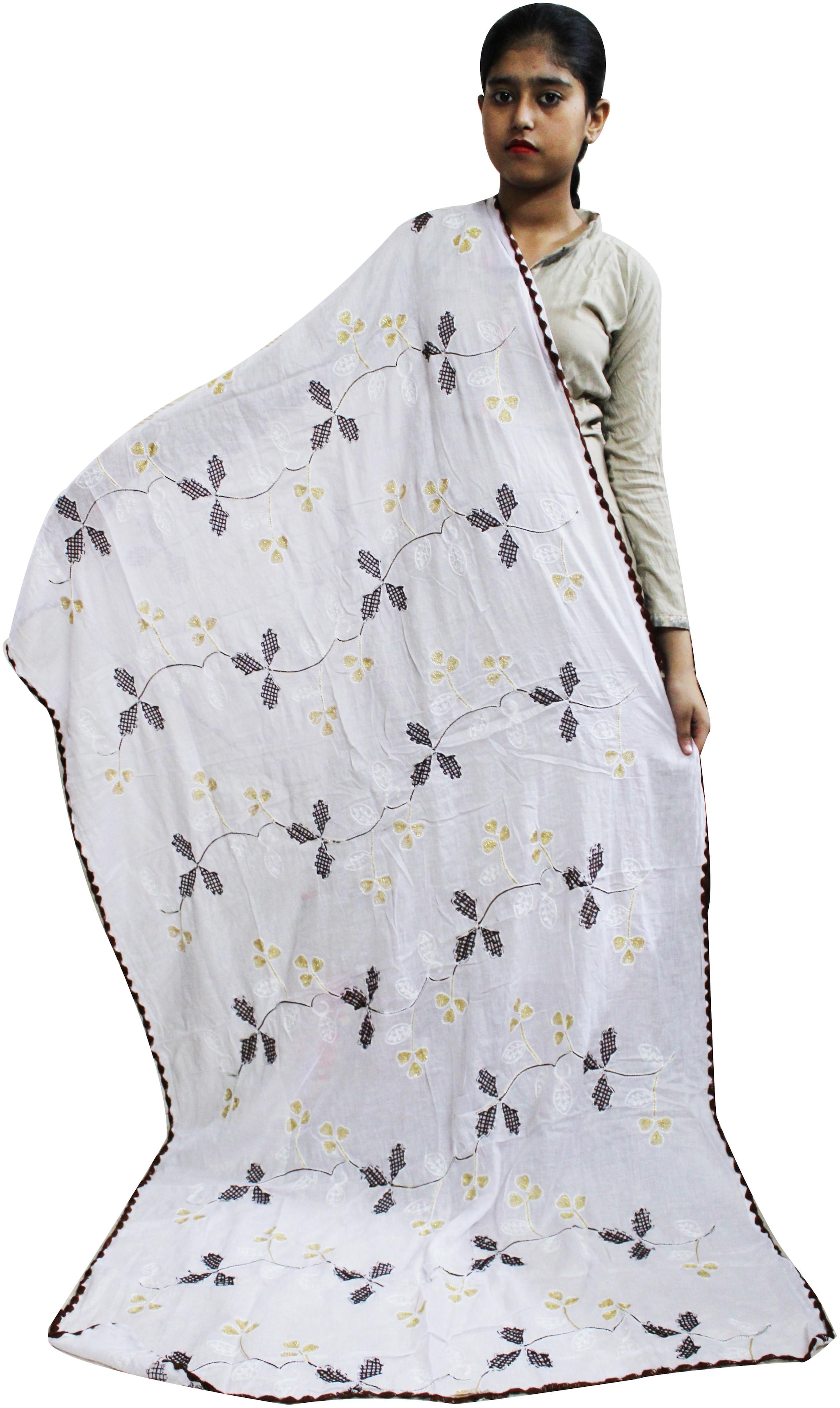 

AZAD DYEING Women Dupatta Cotton Mix Match White