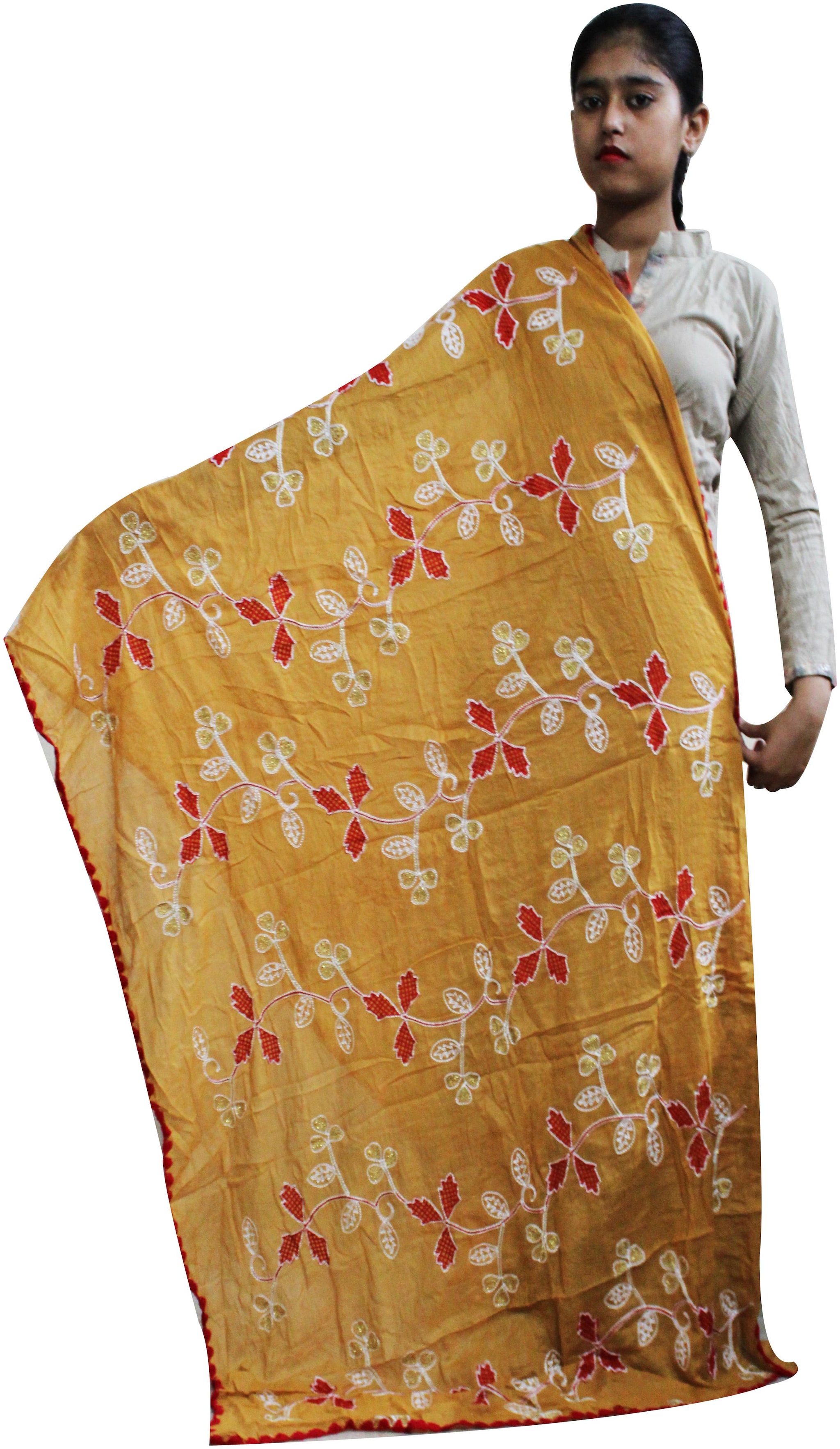 

AZAD DYEING Women Dupatta Cotton Mix Match Mustard