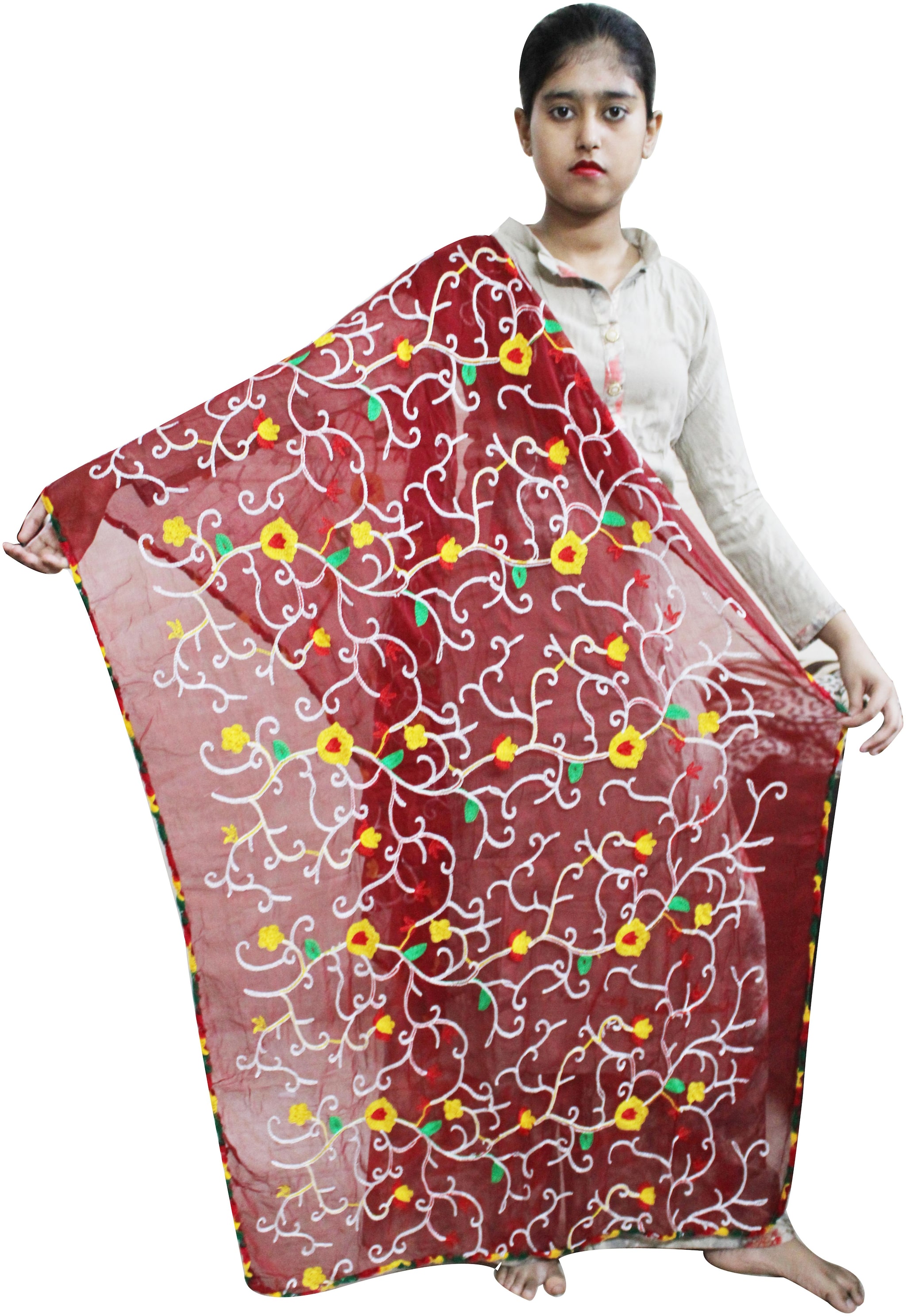

AZAD DYEING Women Dupatta Chiffon Mix Match Maroon