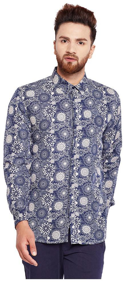

OXOLLOXO Men Blue Printed Regular Fit Casual Shirt