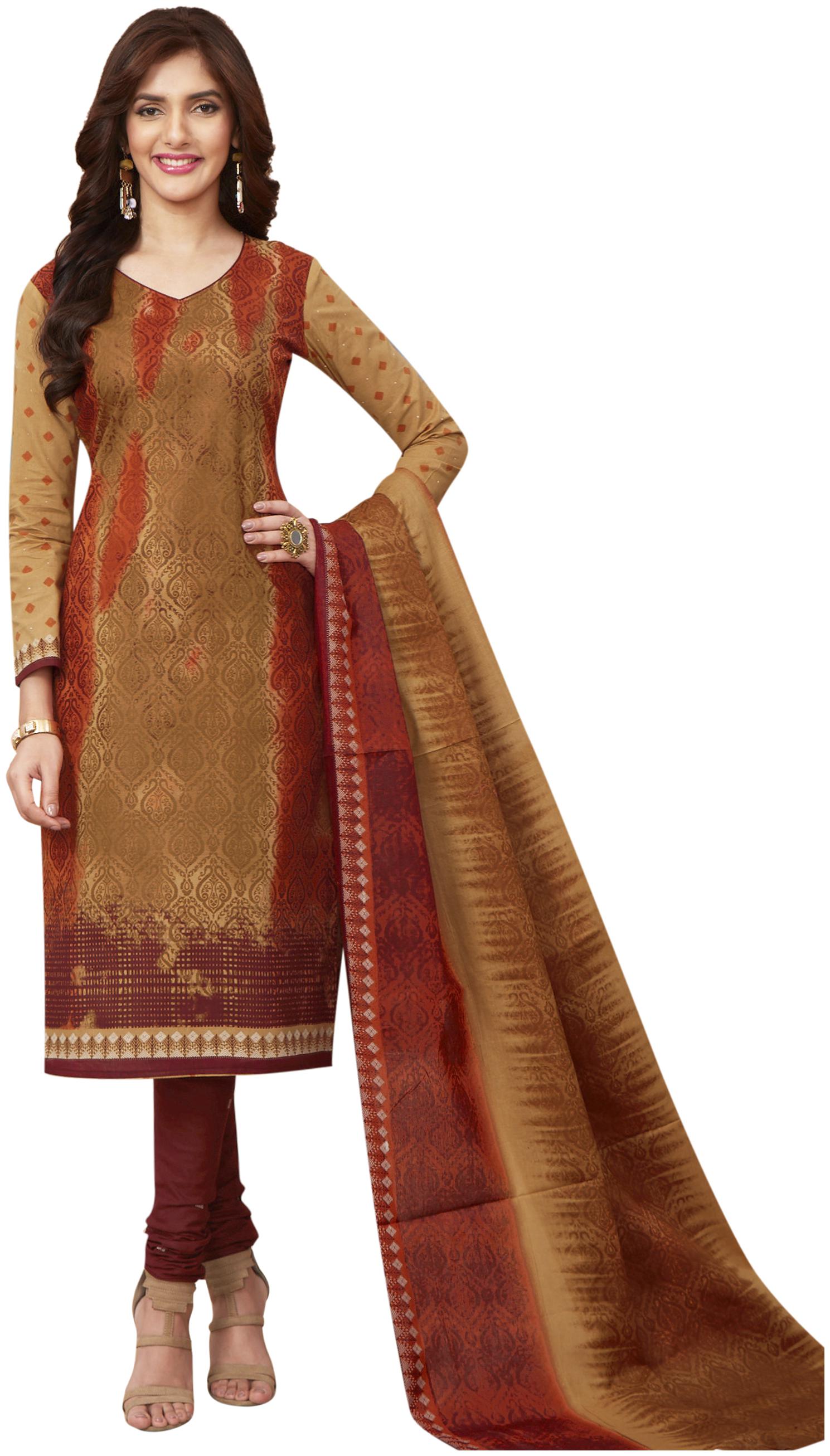 

Baalar Beige Unstitched Kurta with bottom dupatta With dupatta Dress Material