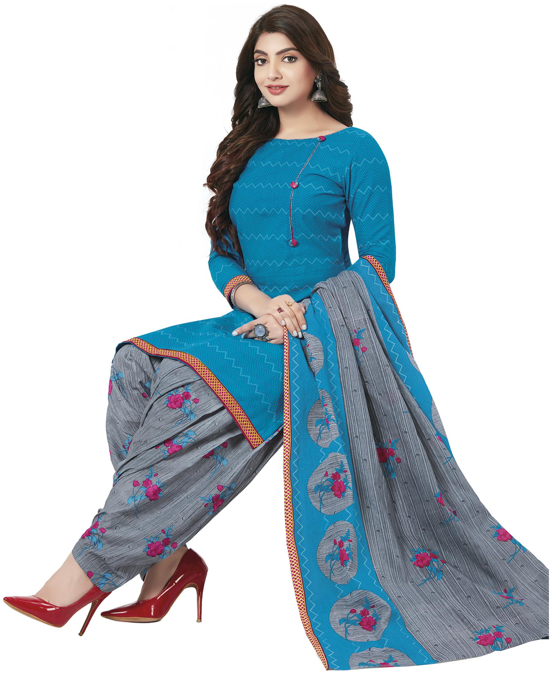 

Baalar Blue Unstitched Kurta with bottom dupatta With dupatta Dress Material