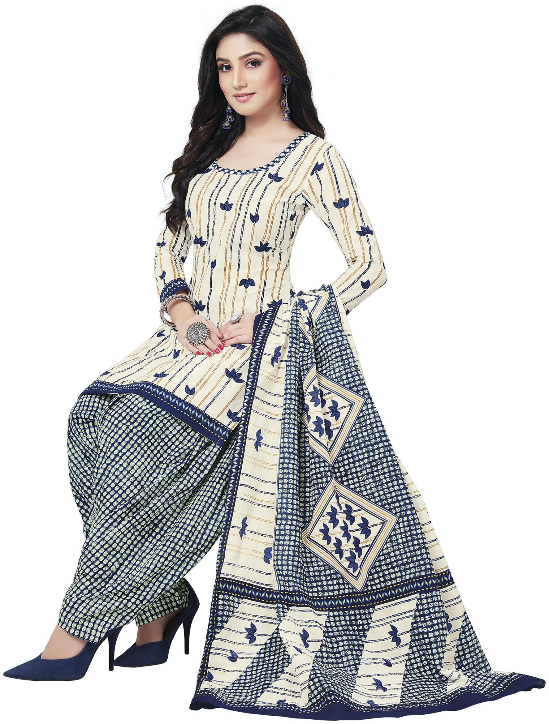 

Baalar Cream Unstitched Kurta with bottom dupatta With dupatta Dress Material