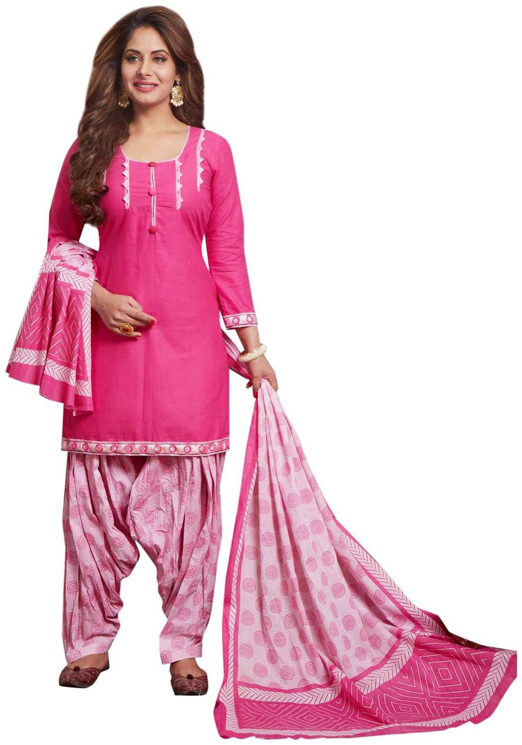 

Baalar Pink Cotton Dress Material