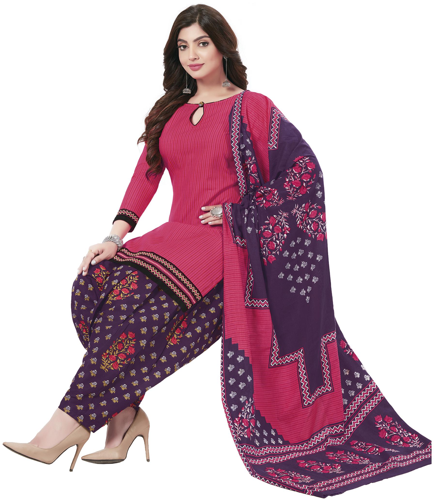 

Baalar Pink Unstitched Kurta with bottom dupatta With dupatta Dress Material