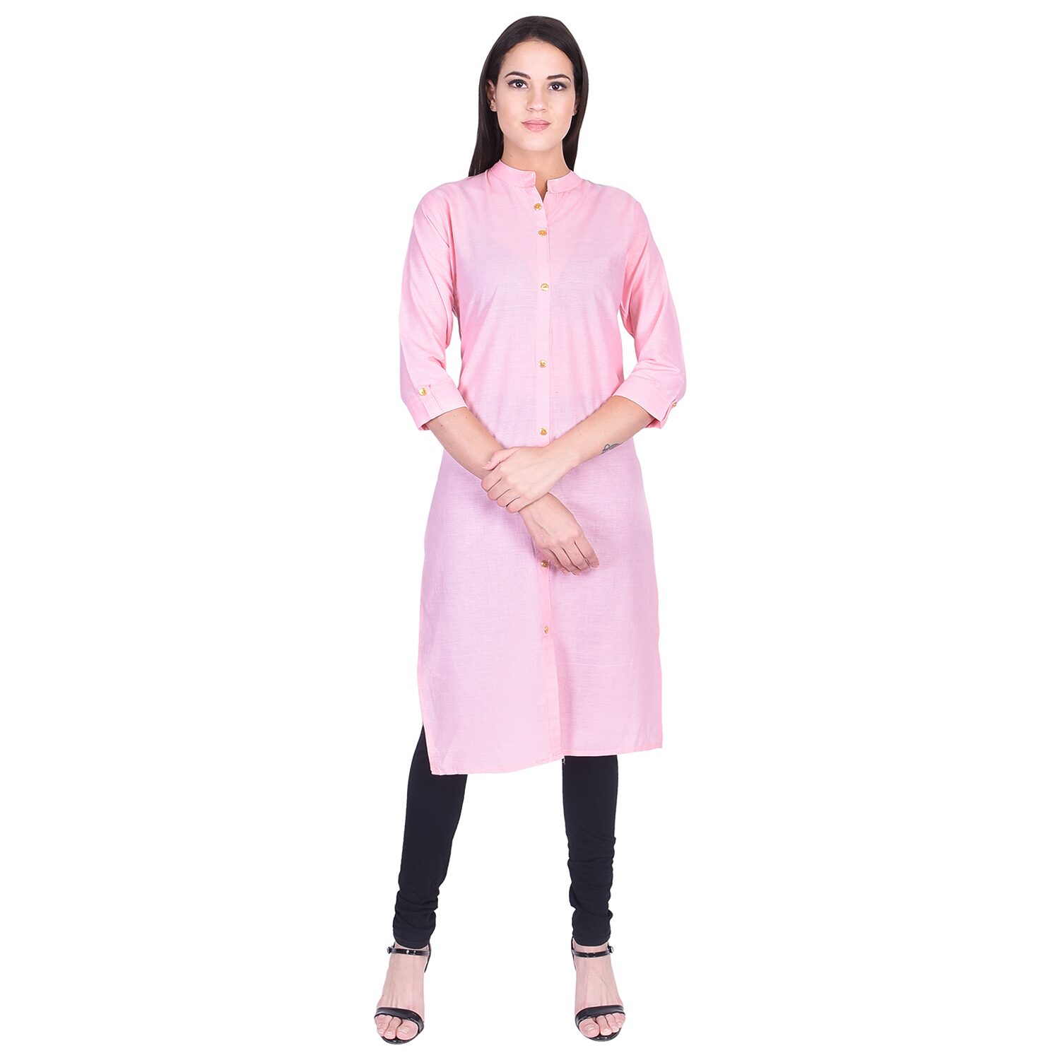 

BACHUU Women Pink Solid Straight Kurta