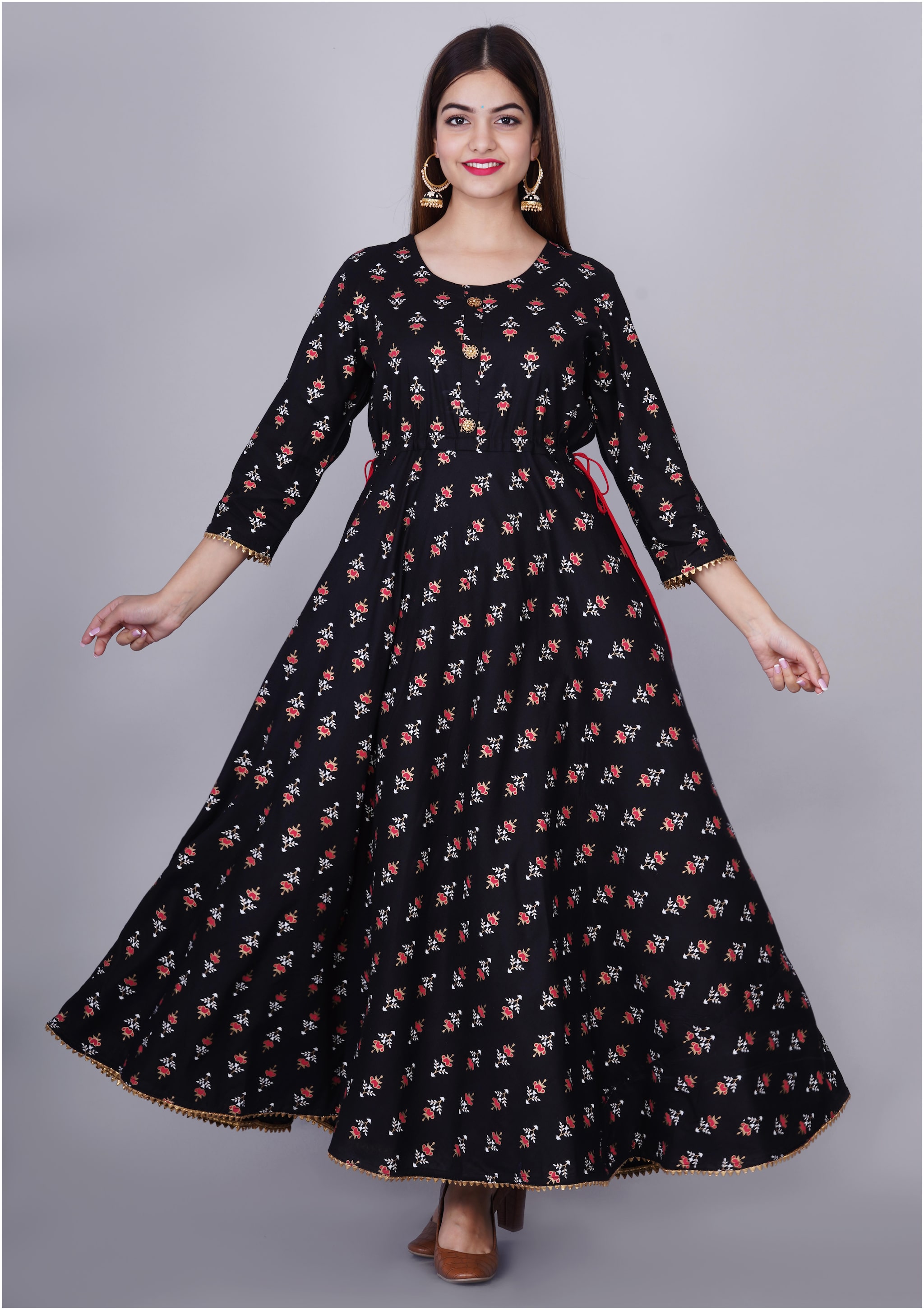 

BACHUU Women Black Printed Fit and Flare Kurta