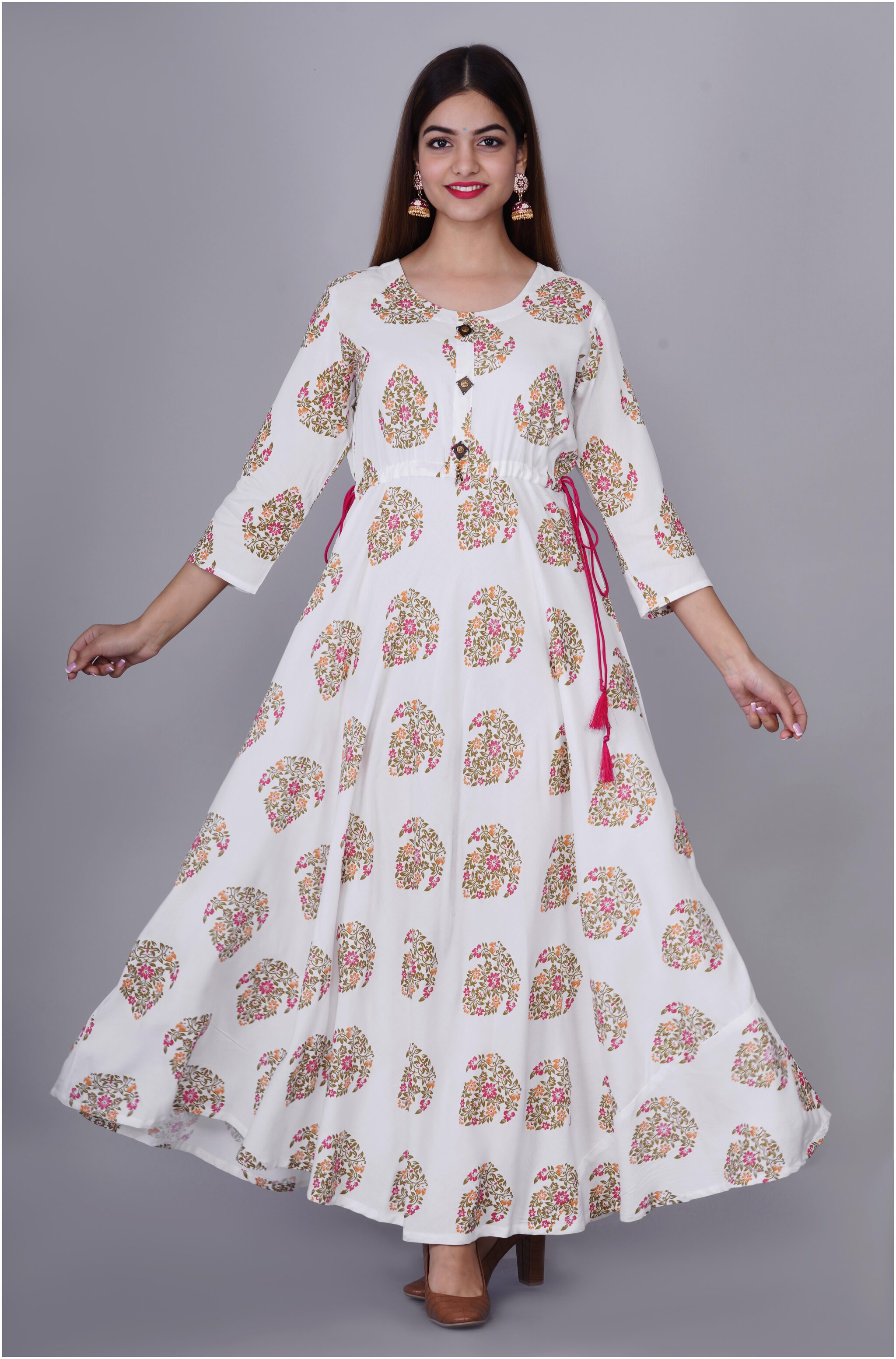 

BACHUU Women White Printed Fit and Flare Kurta