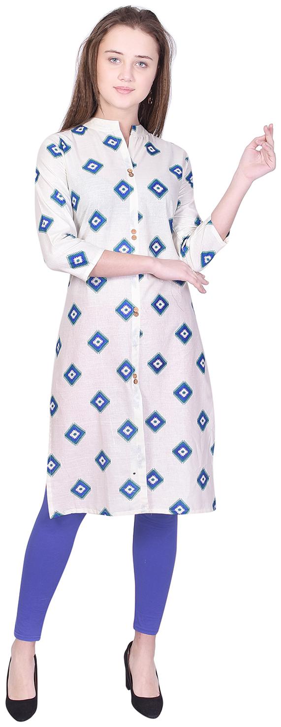 

BACHUU Women White Printed Straight Kurta