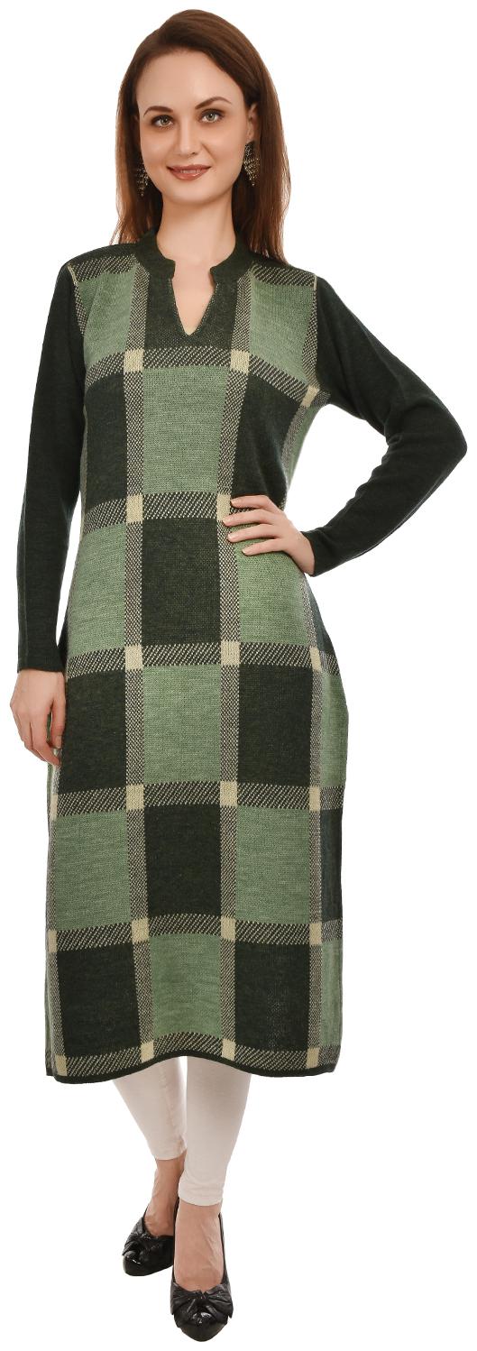 

Baezil Acrylic Colorblocked Green Kurta For Women