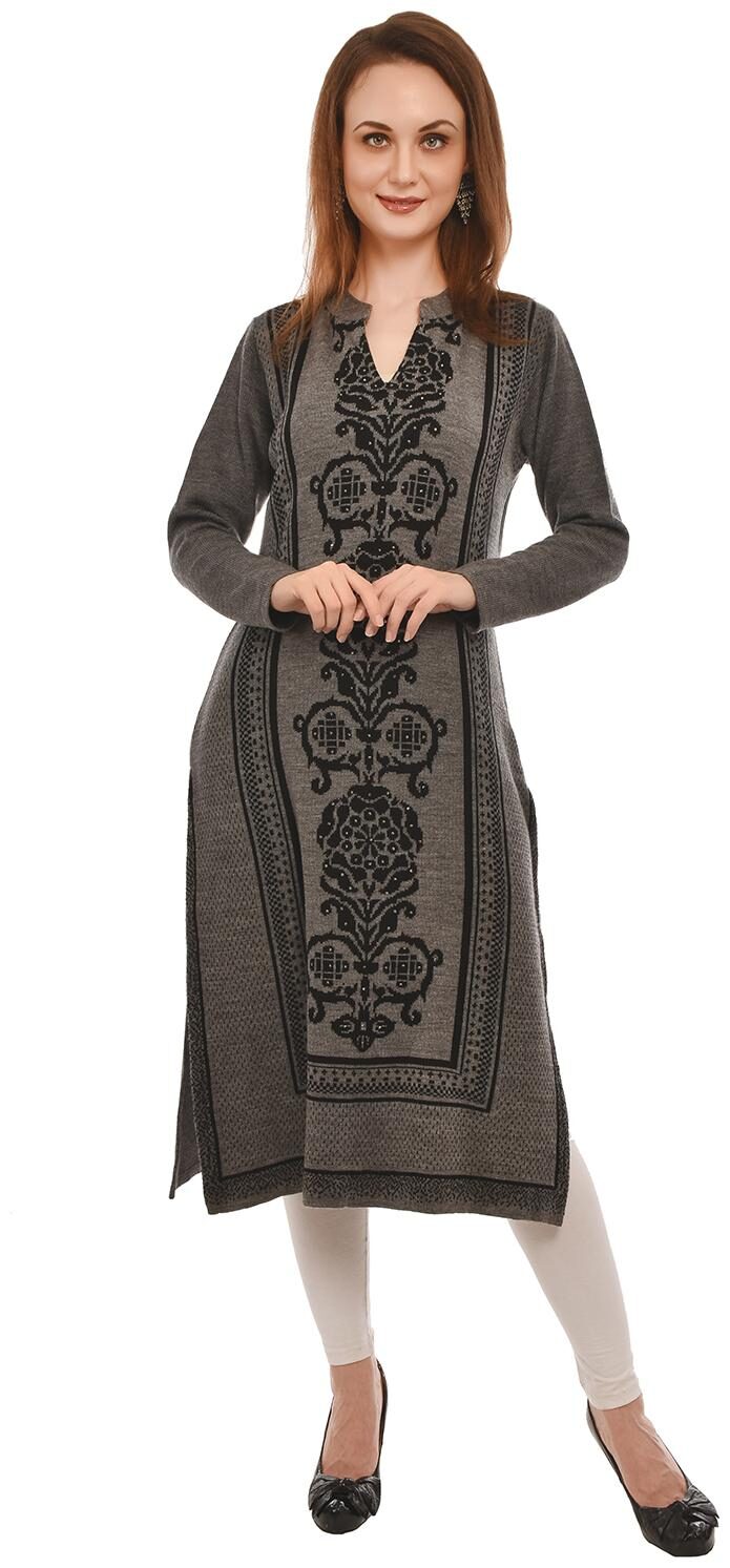 

Baezil Acrylic Printed Grey Kurta For Women