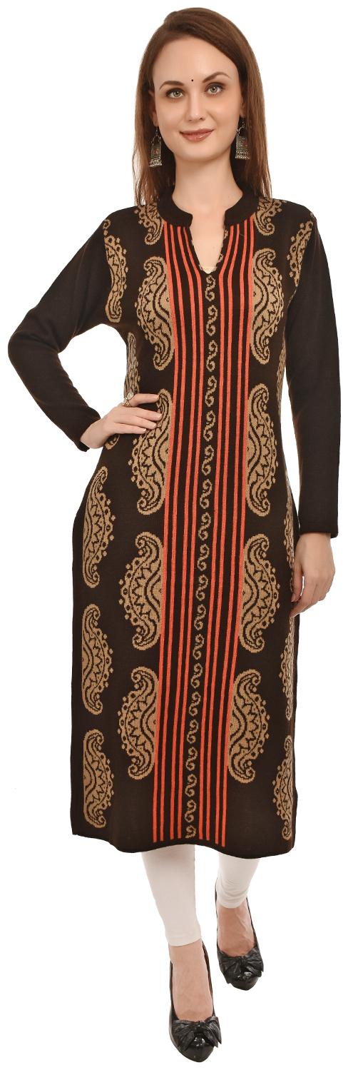 

Baezil Acrylic Printed Brown Kurta For Women