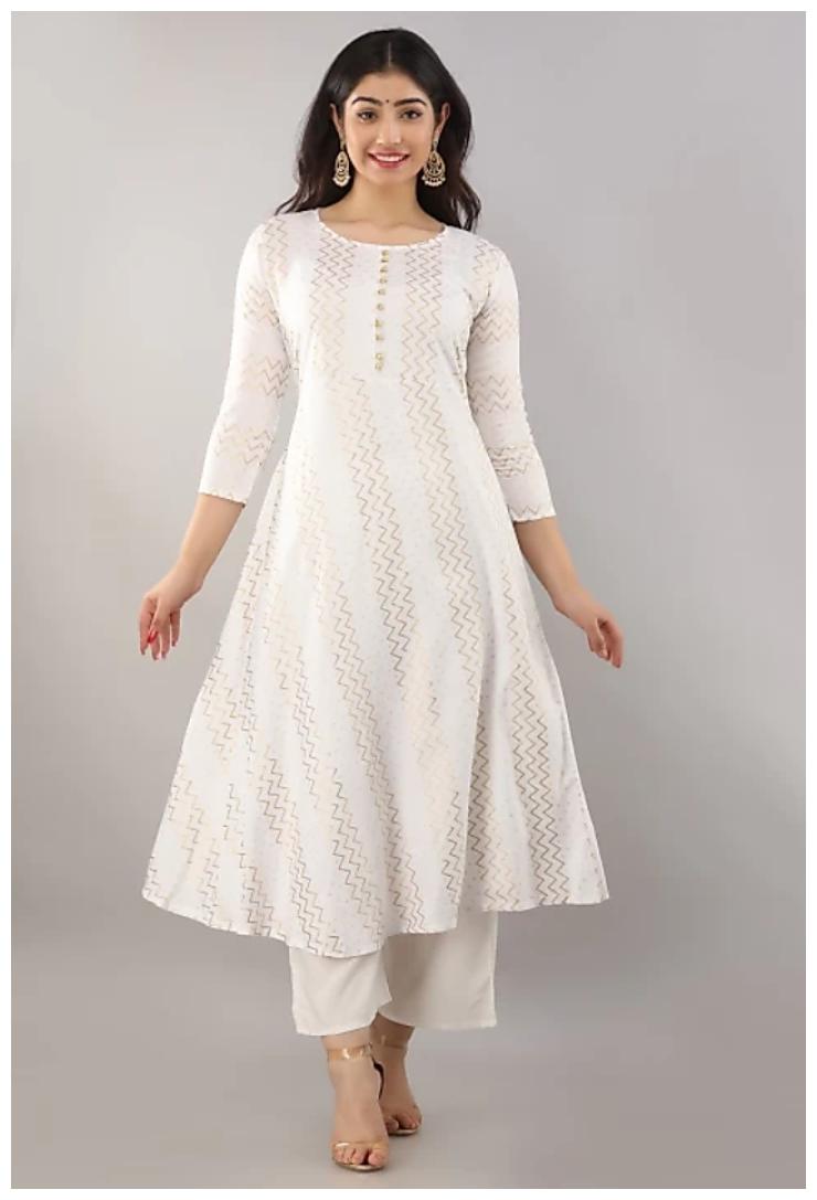 

Balaji cotton house Women White Cotton Kurti And Palazzo