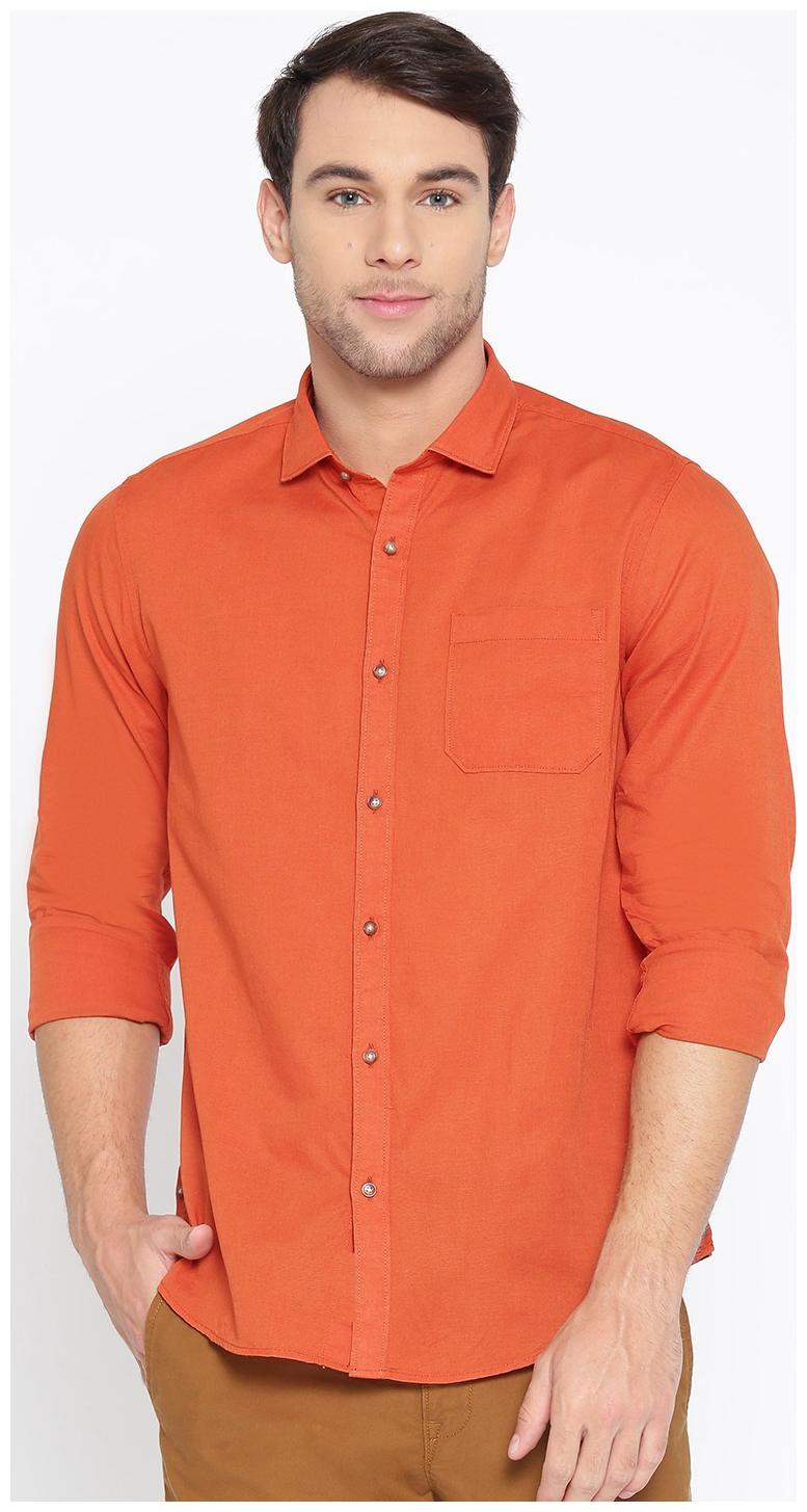 

BALINO LONDON Men Orange Solid Slim Fit Casual Shirt