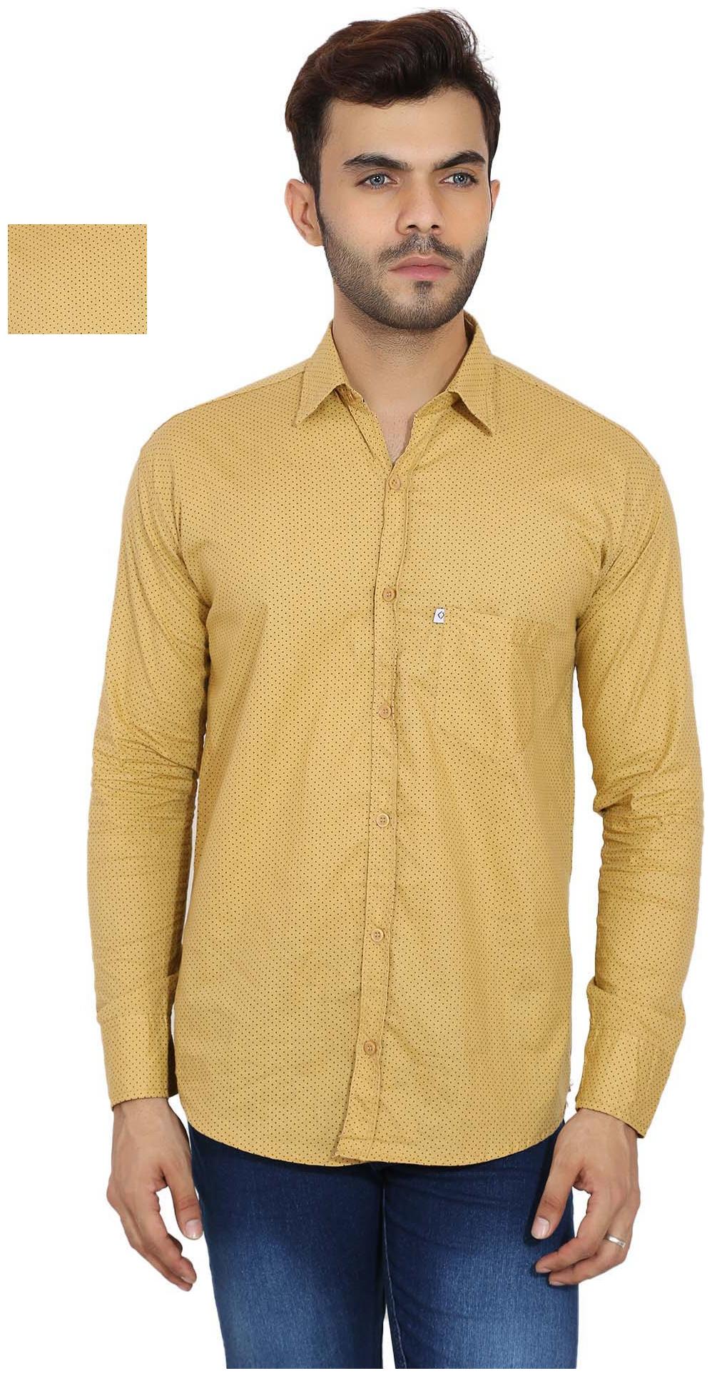

BALINO LONDON Men Beige Printed Polka Dots Regular Fit Casual Shirt