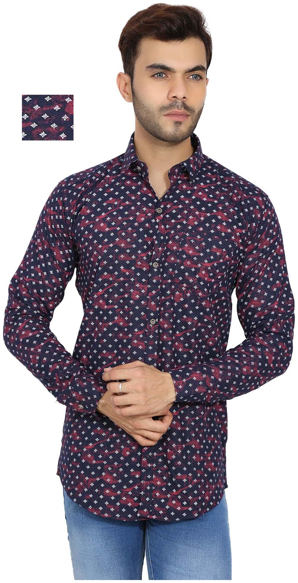 

BALINO LONDON Men Blue Printed Slim Fit Casual Shirt