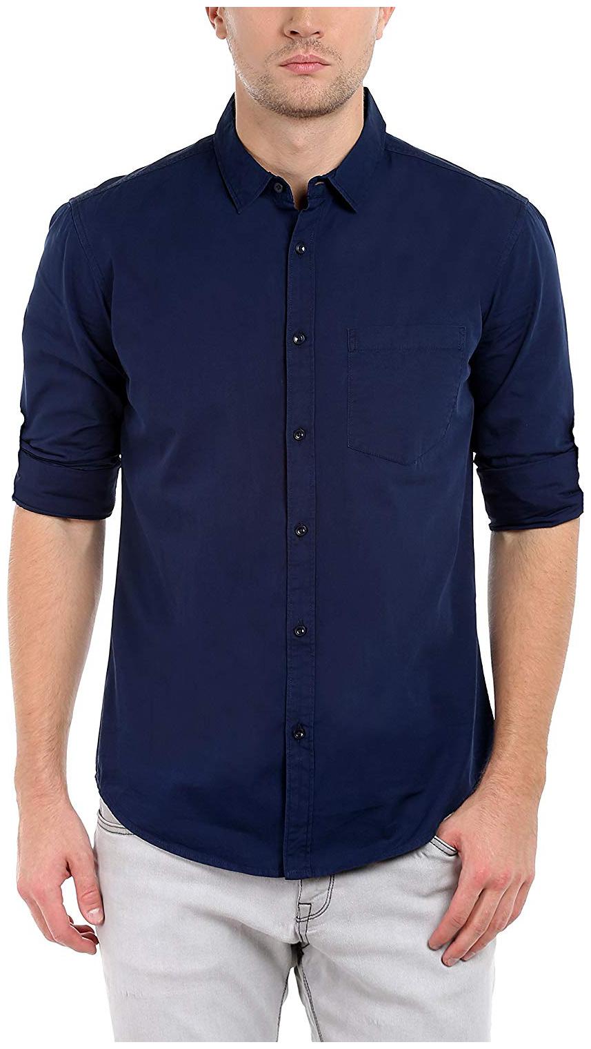 

BALINO LONDON Men Blue Solid Slim Fit Casual Shirt