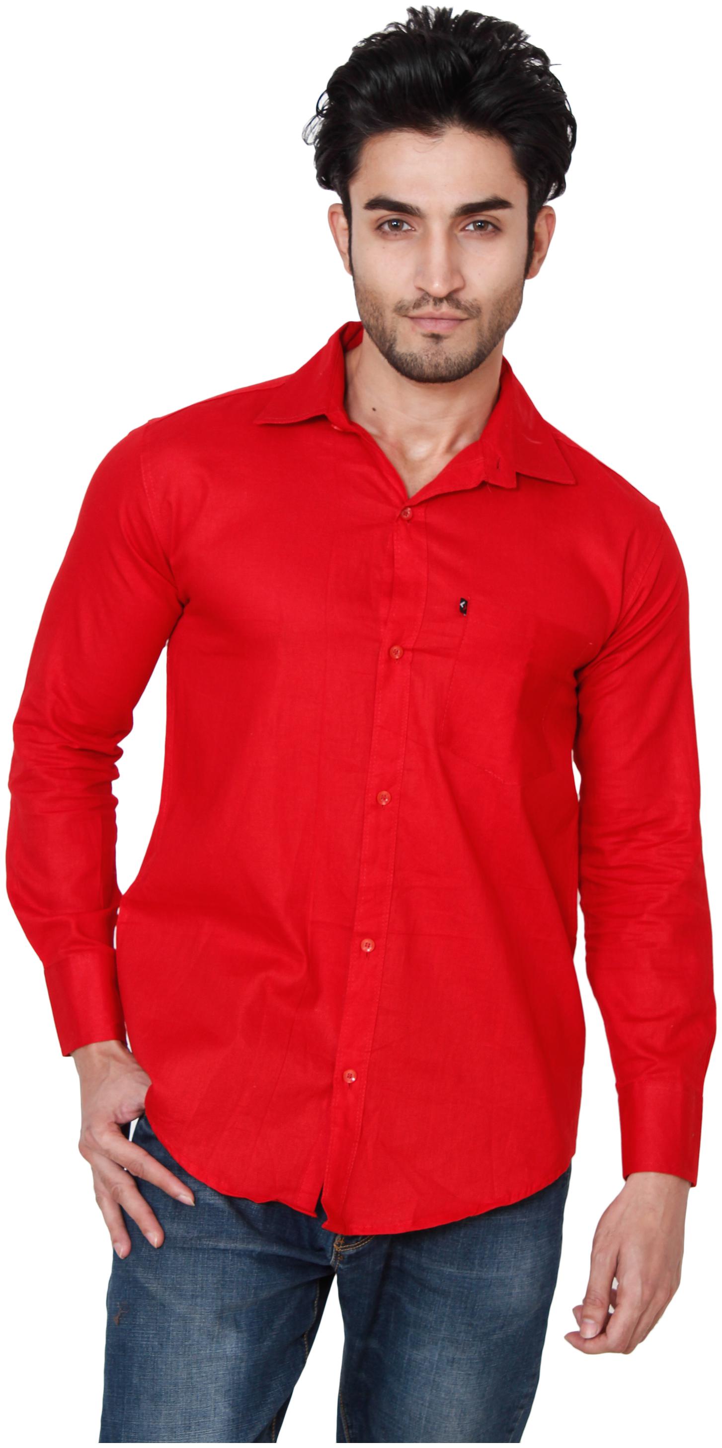 

BALINO LONDON Men Red Solid Slim Fit Casual Shirt