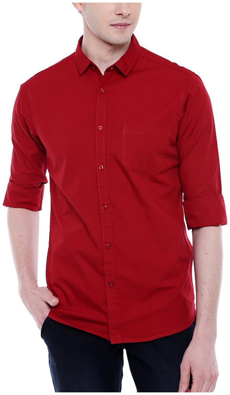 

BALINO LONDON Men Maroon Solid Slim Fit Casual Shirt