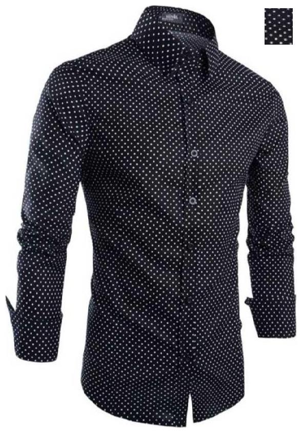 

BALINO LONDON Men Black Printed Polka Dots Slim Fit Casual Shirt
