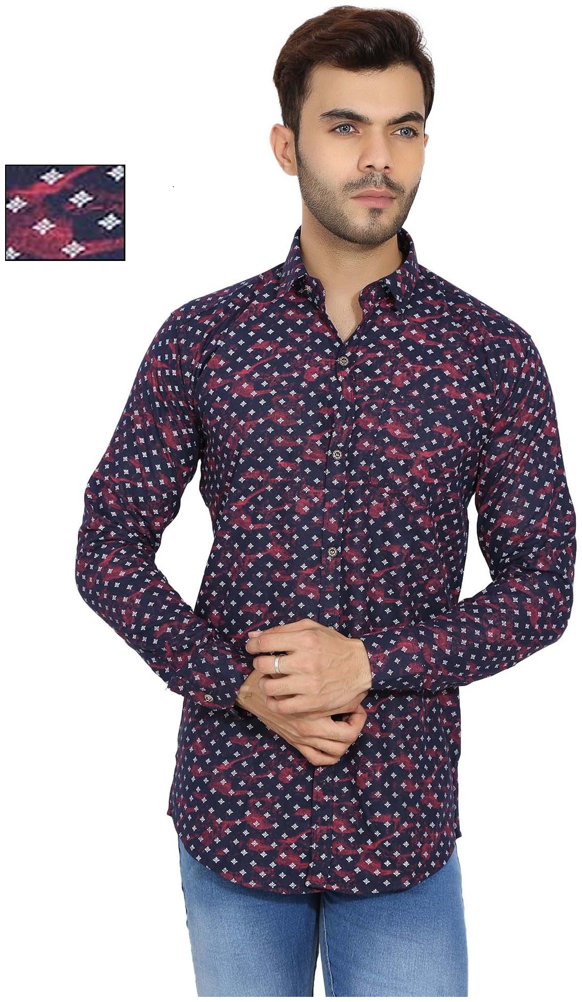 

BALINO LONDON Men Blue Printed Slim Fit Casual Shirt