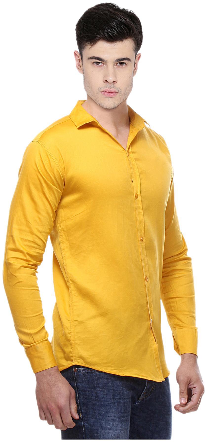 

BALINO LONDON Men Yellow Solid Slim Fit Casual Shirt