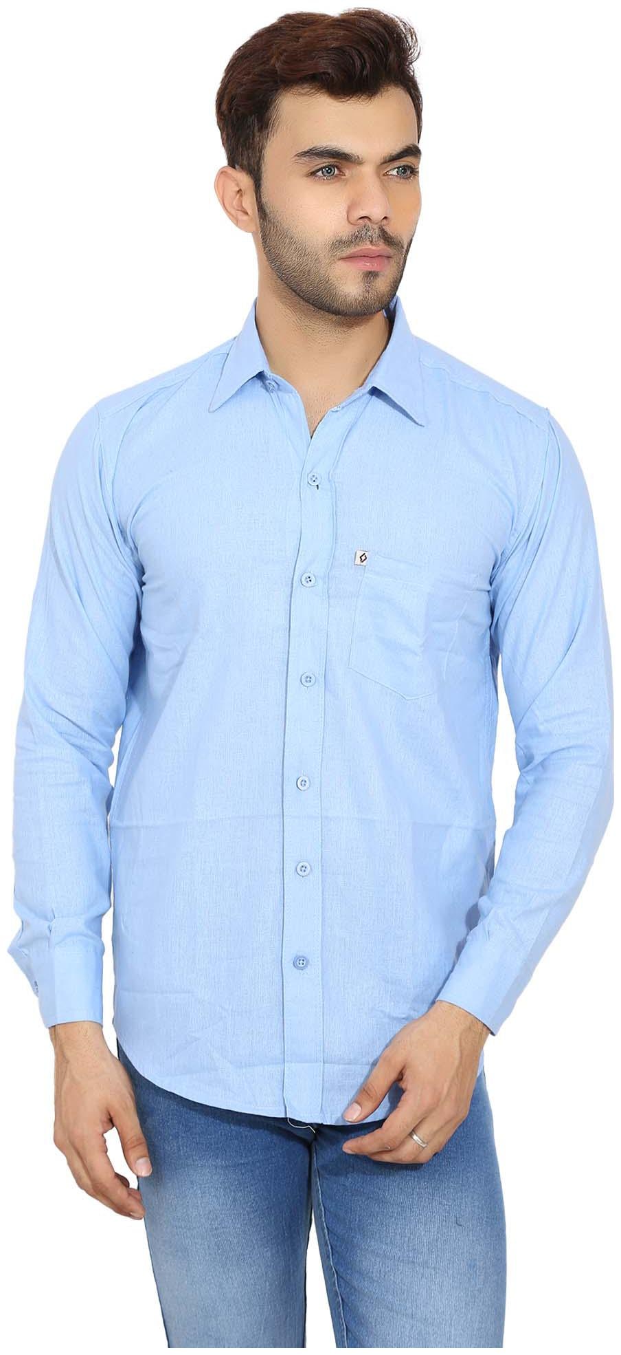 

BALINO LONDON Men Blue Solid Slim Fit Casual Shirt