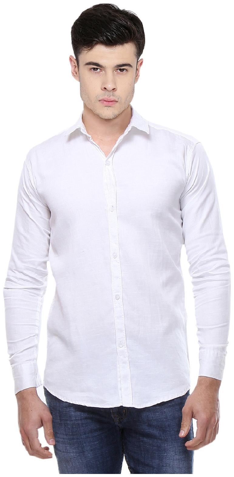 

BALINO LONDON Men White Solid Slim Fit Casual Shirt