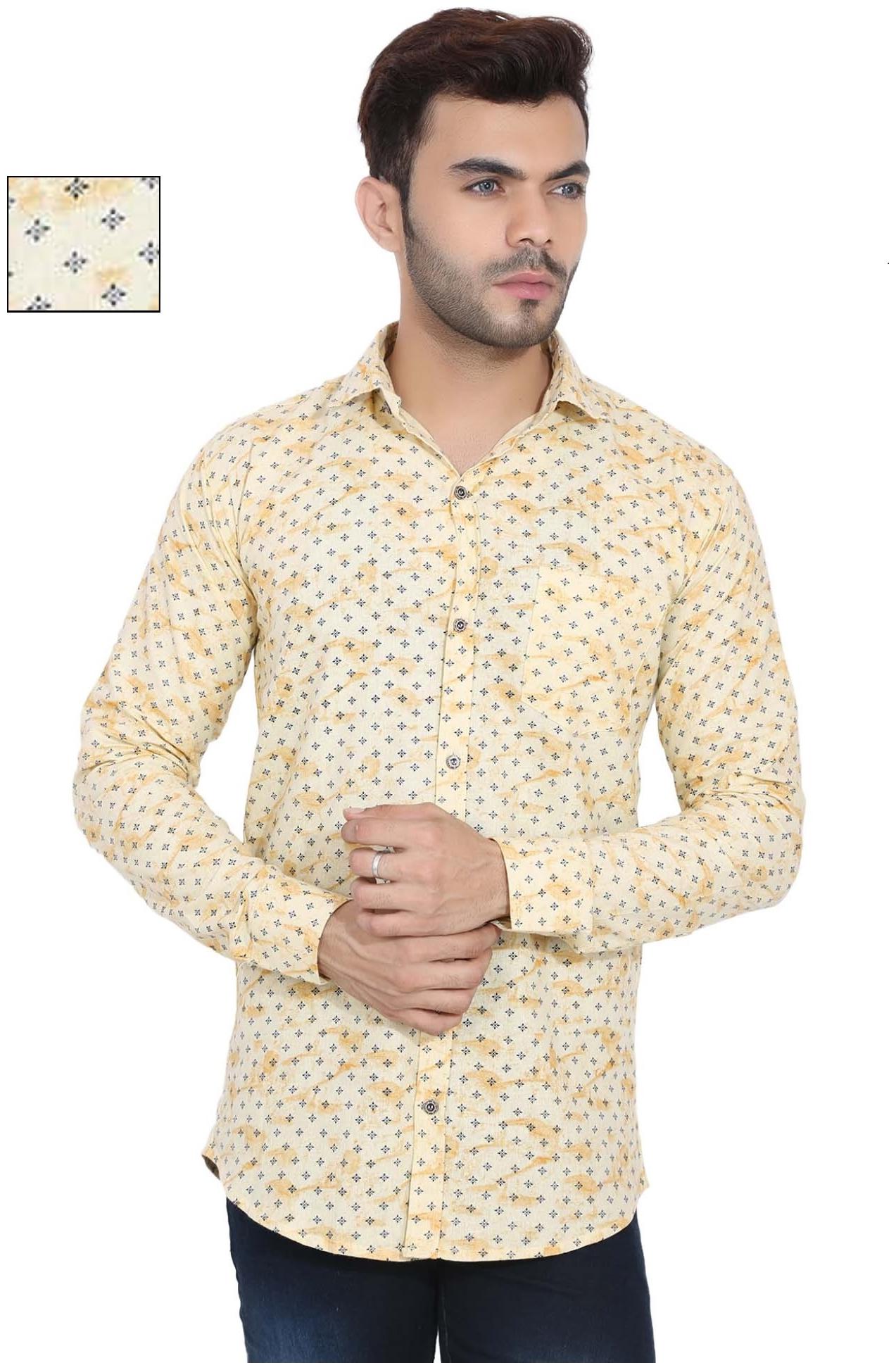 

BALINO LONDON Men Beige Printed Slim Fit Casual Shirt