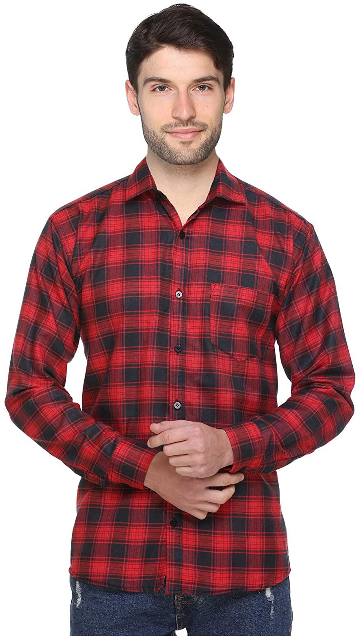 

BALINO LONDON Men Red Checked Slim Fit Casual Shirt