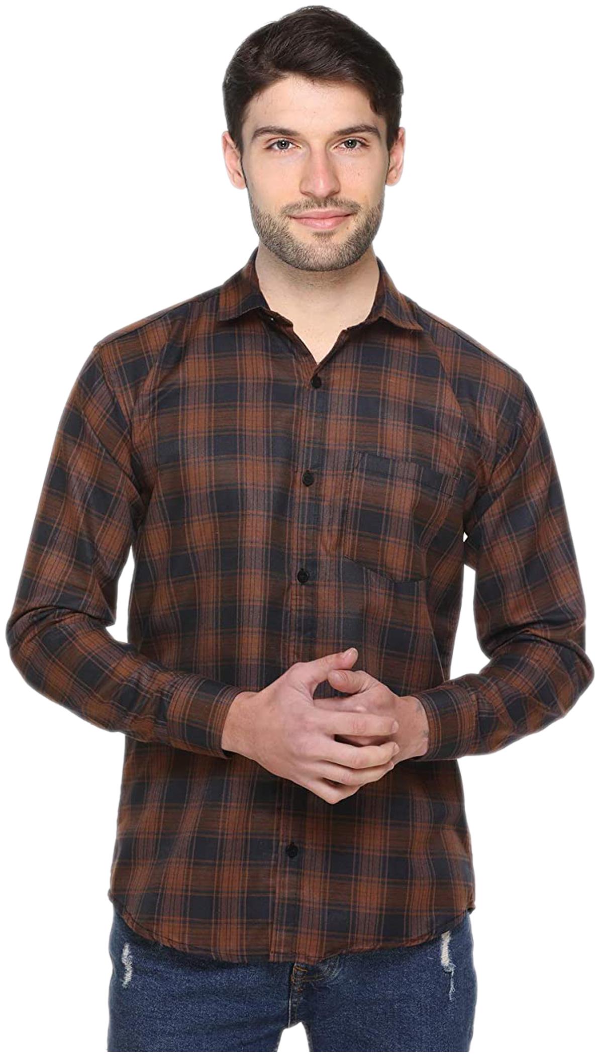 

BALINO LONDON Men Brown Checked Slim Fit Casual Shirt