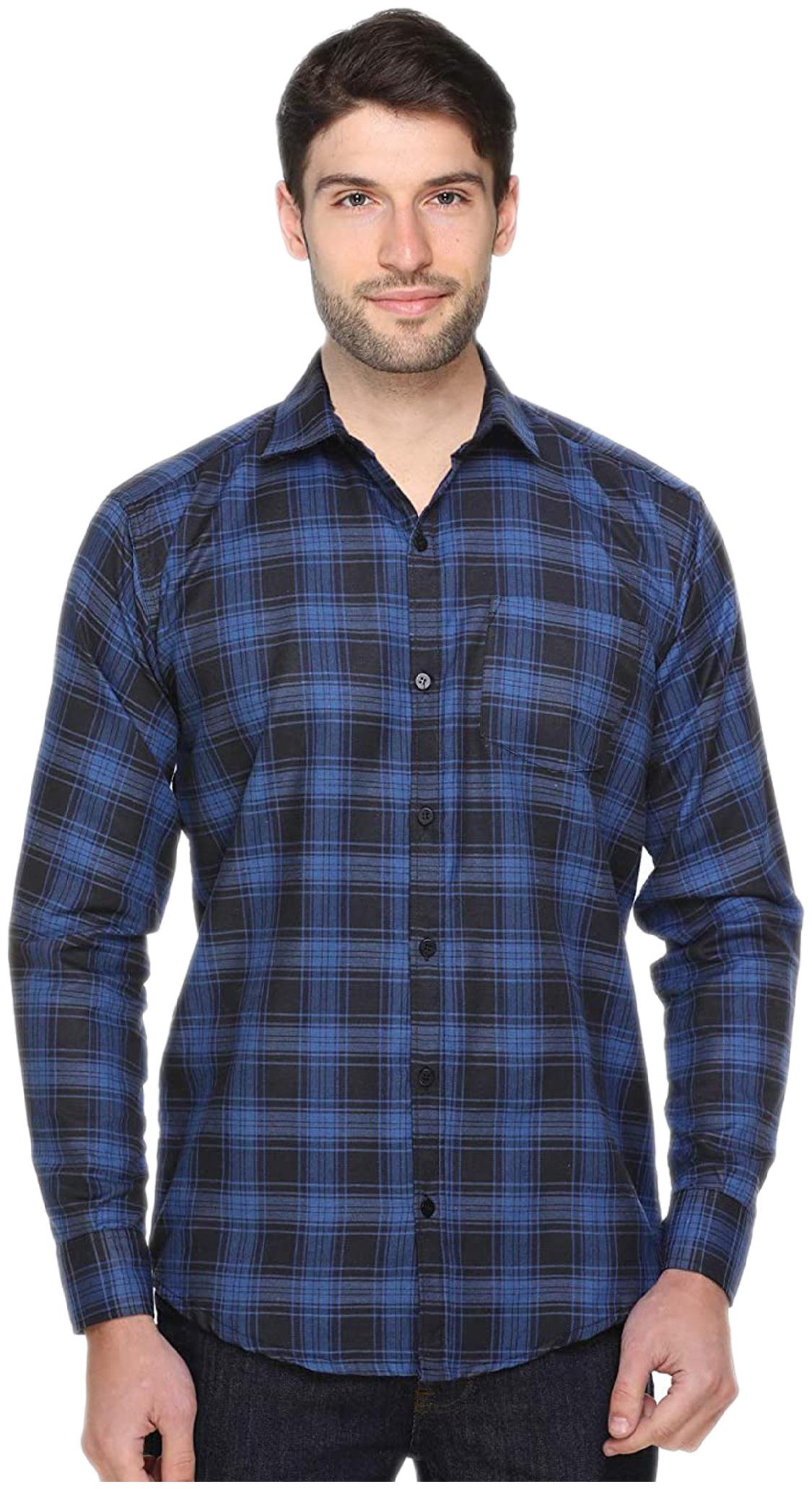 

BALINO LONDON Men Blue Checked Slim Fit Casual Shirt