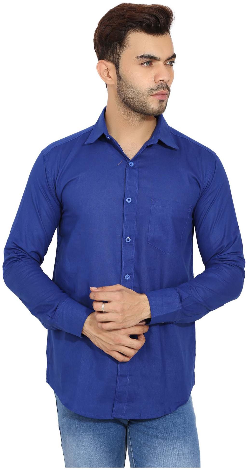 

BALINO LONDON Men Blue Solid Slim Fit Casual Shirt