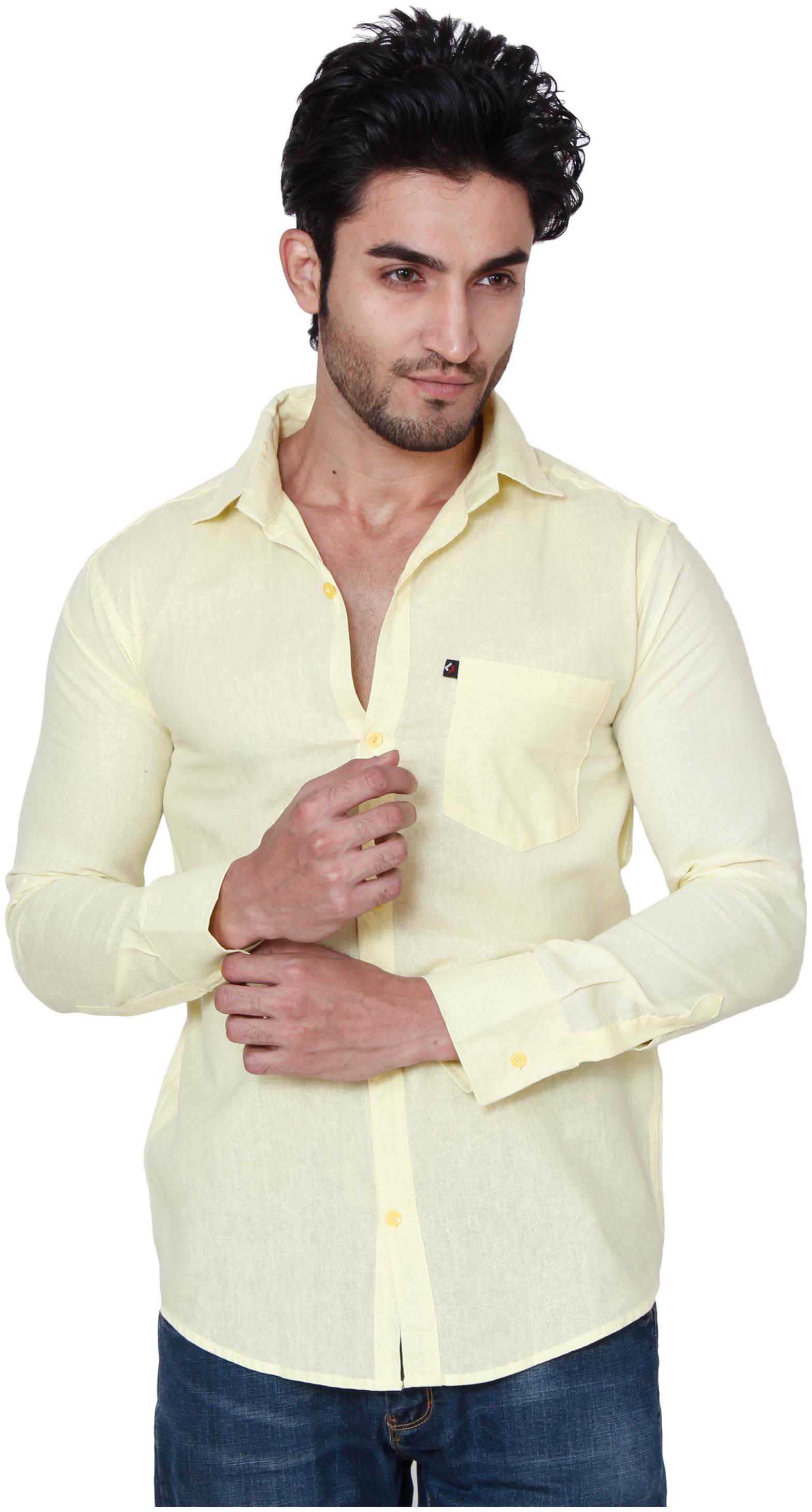 

BALINO LONDON Men Yellow Solid Slim Fit Casual Shirt