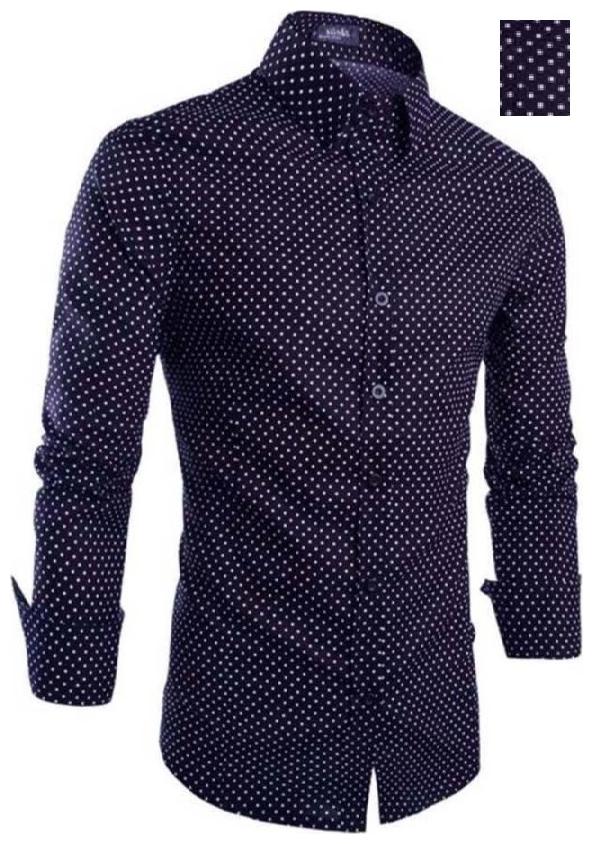 

BALINO LONDON Men Blue Printed Polka Dots Slim Fit Casual Shirt