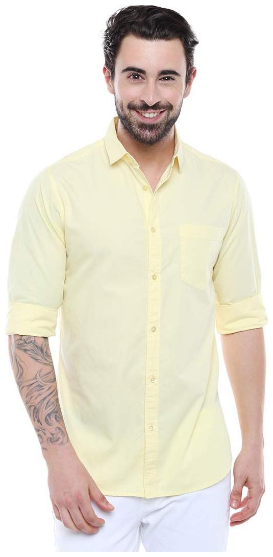 

BALINO LONDON Men Yellow Solid Slim Fit Casual Shirt