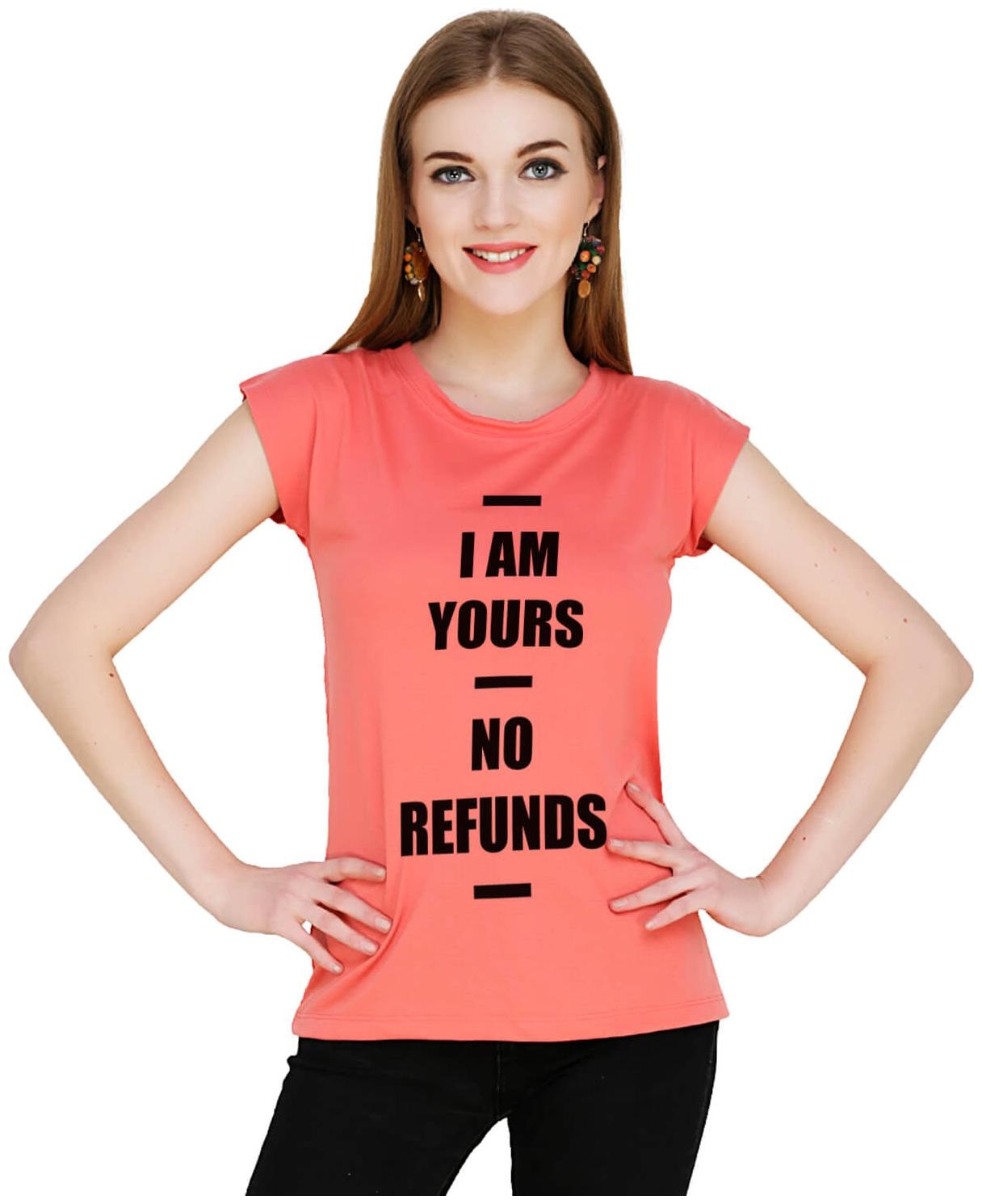 

baluchi Women Orange Regular fit Round neck Cotton Polyester T shirt