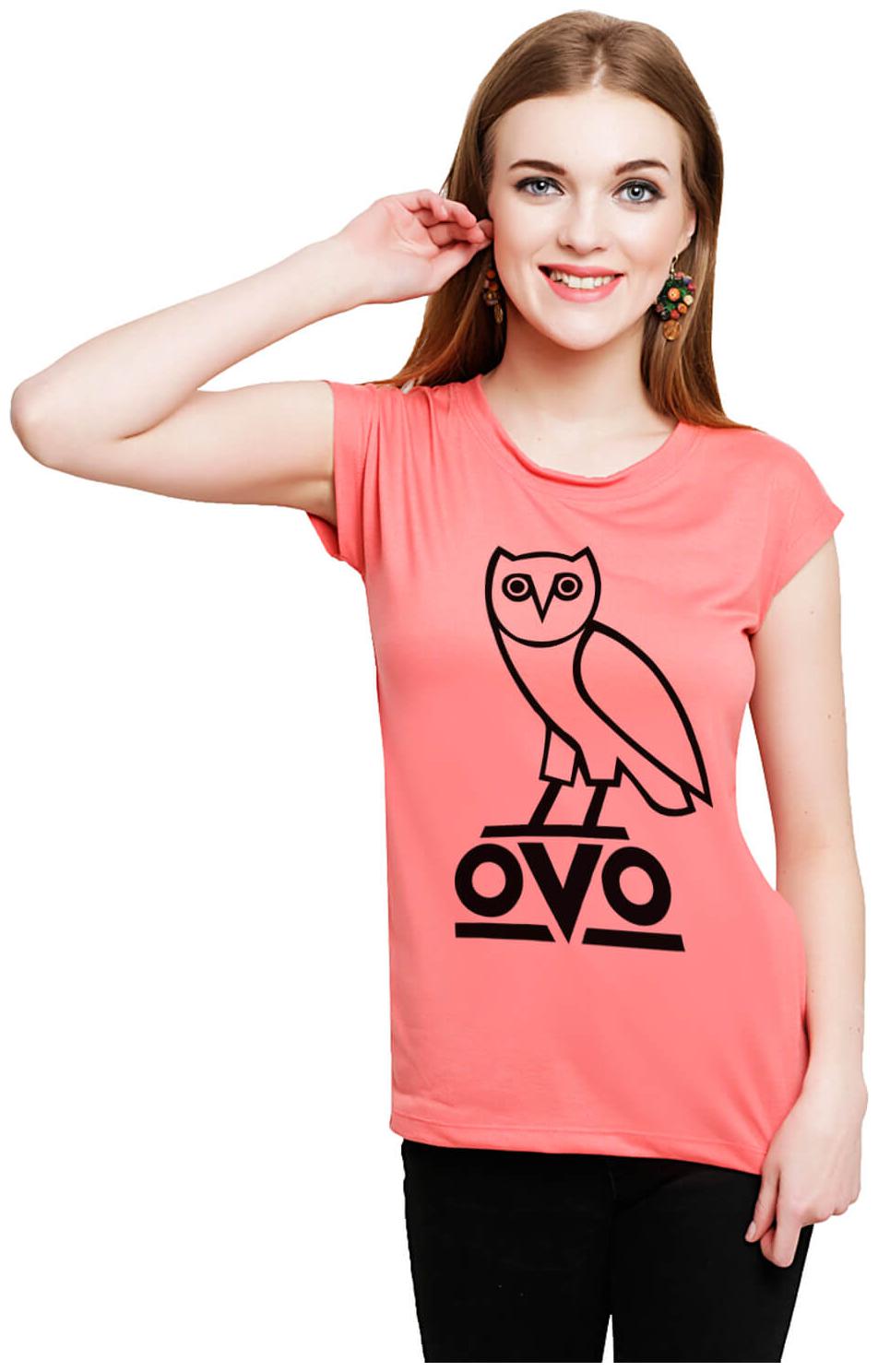 

baluchi Women Orange Regular fit Round neck Cotton Polyester T shirt